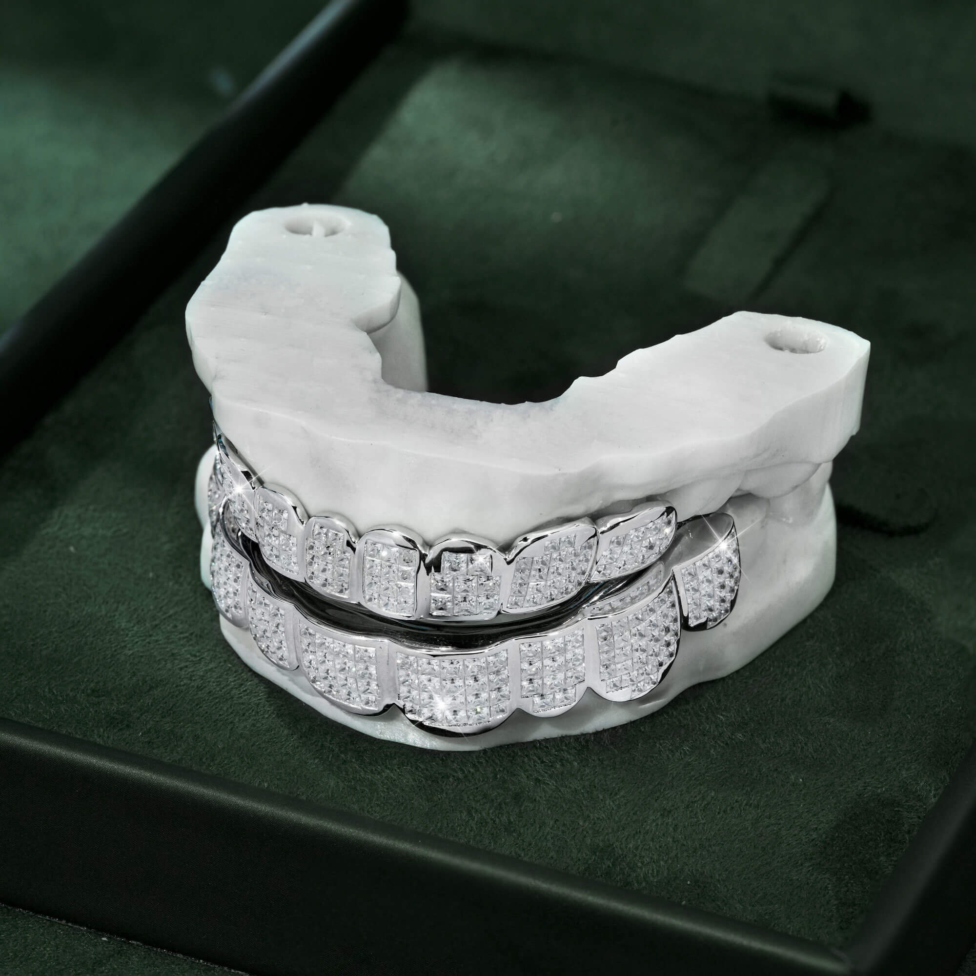 10 on 10 VVS Moissanite Princess Cut Diamond Grillz