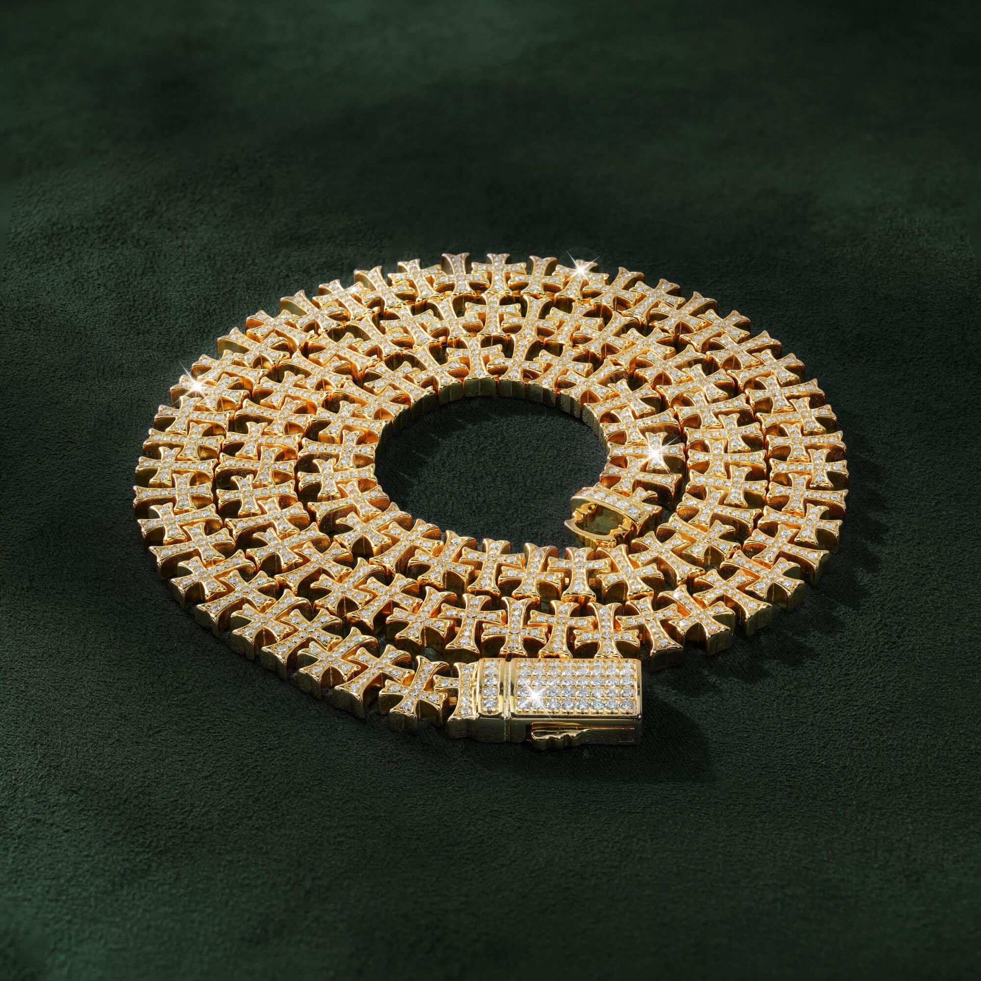 10MM Iced Out Cross VVS Moissanite Cuban Link Chain