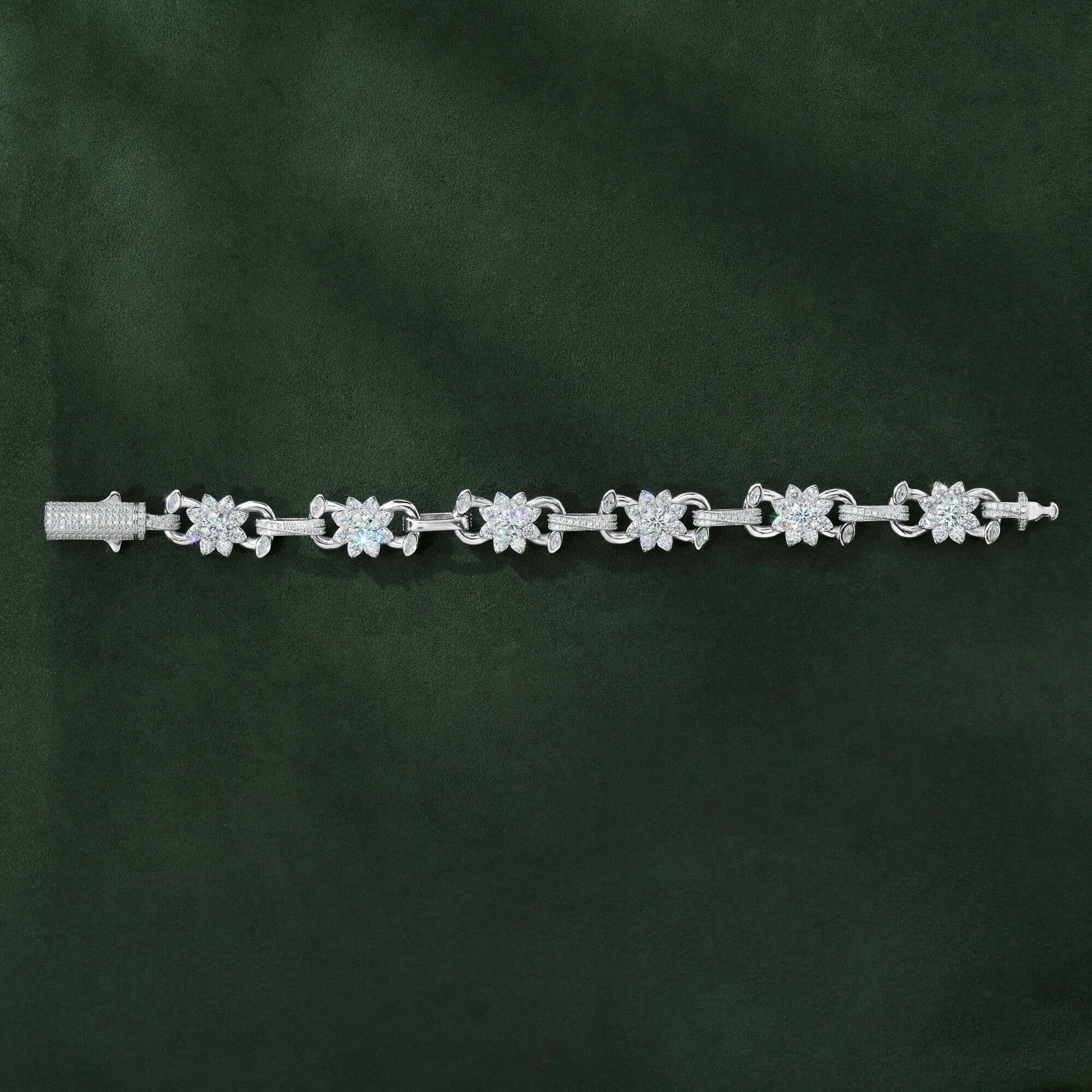 13MM Iced Out Flower Infinity Link VVS Moissanite Cuban Bracelet – alternate product view 4
