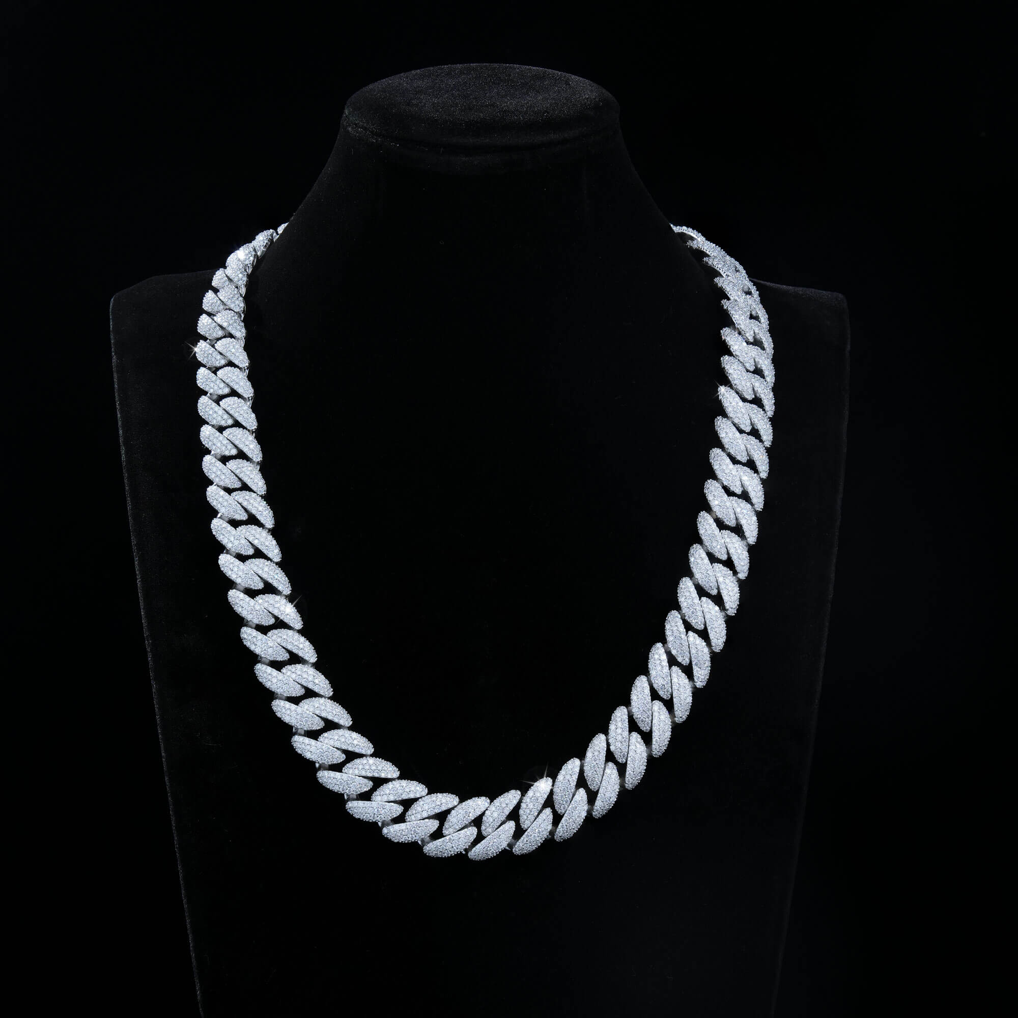 18MM 3 Row Moissanite Cuban Link Chain Iced Out Full Pavé Hip Hop Necklace