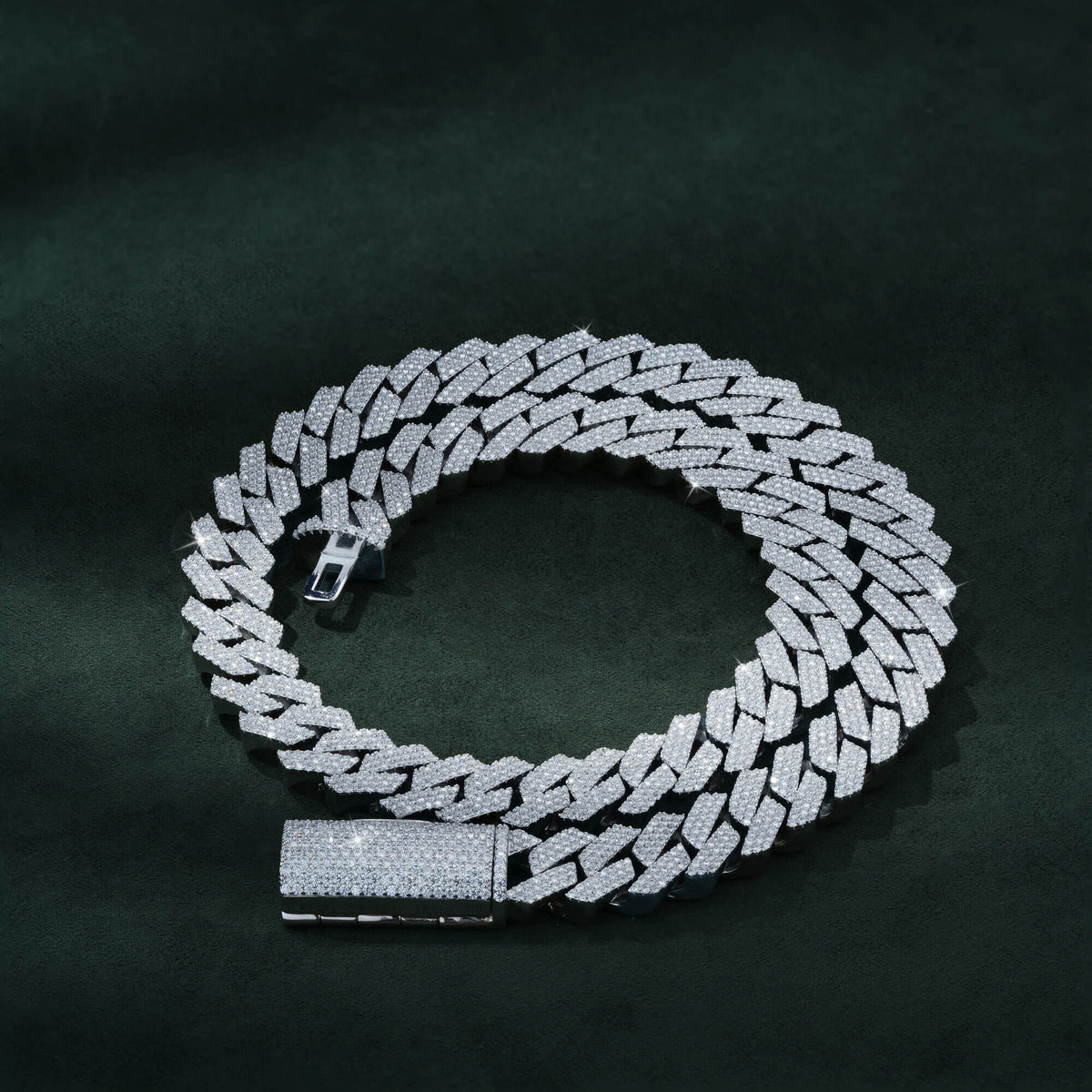 15MM 3 Row Moissanite Cuban Link Chain Iced Out Heavy Full Pavé Necklace – alternate product view 3