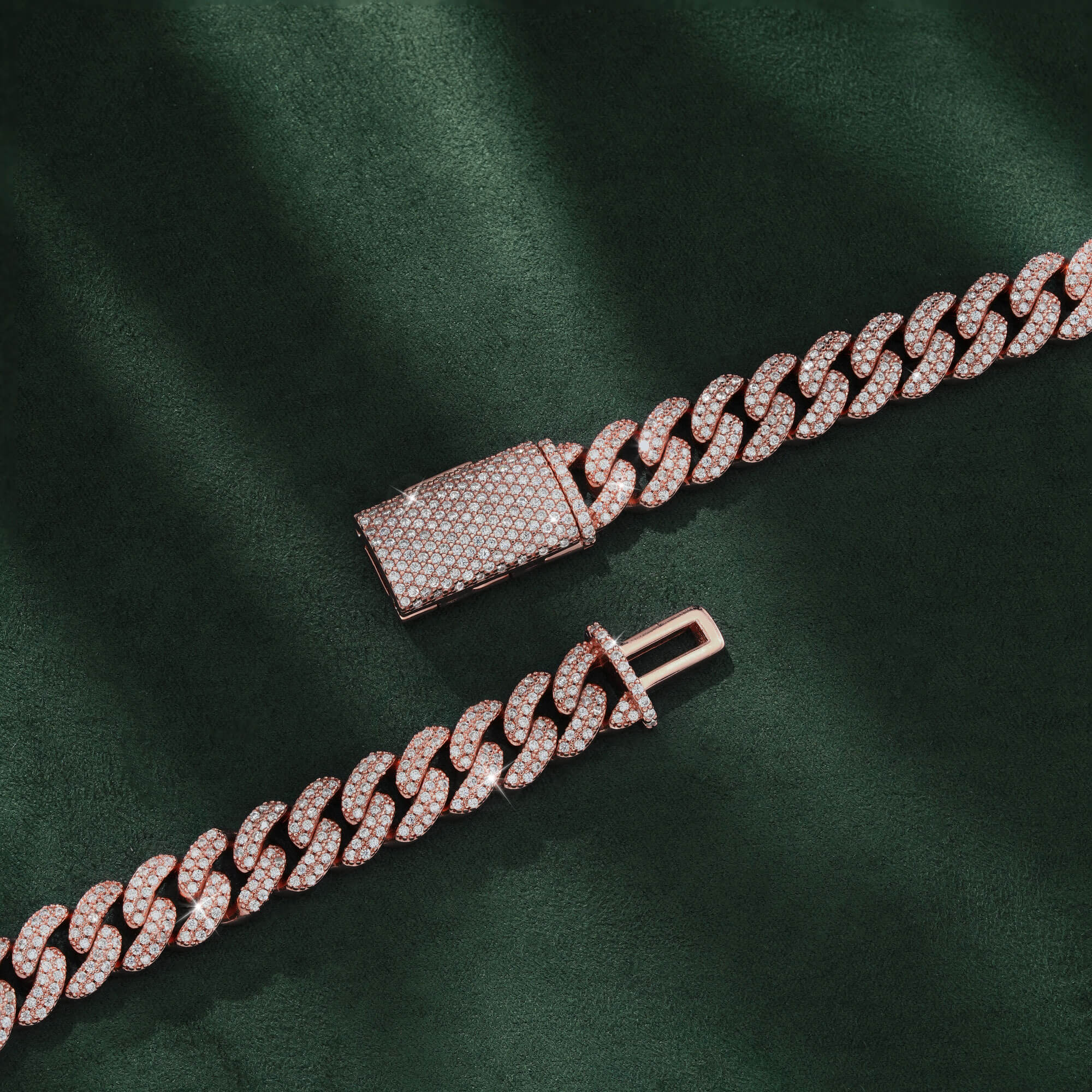 10MM 2 Row Moissanite Cuban Link Chain Iced Out Heavy Full Pavé Necklace – alternate product view 5