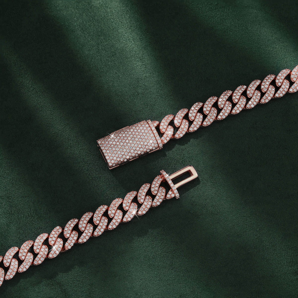 10MM 2 Row Moissanite Cuban Link Chain Iced Out Heavy Full Pavé Necklace – alternate product view 5