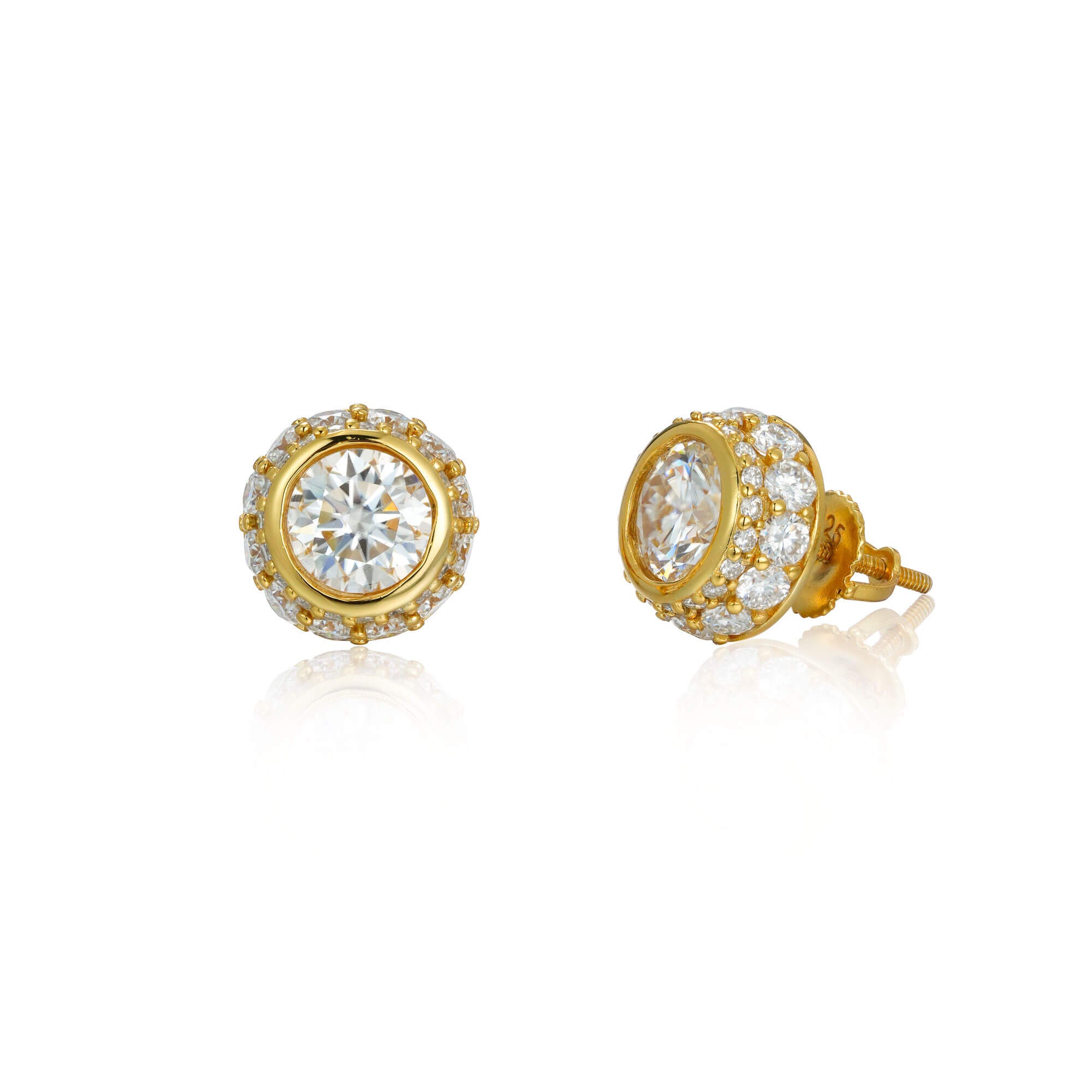 11MM Bezel-Set Round Center VVS Moissanite Stud Earrings – alternate product view 7