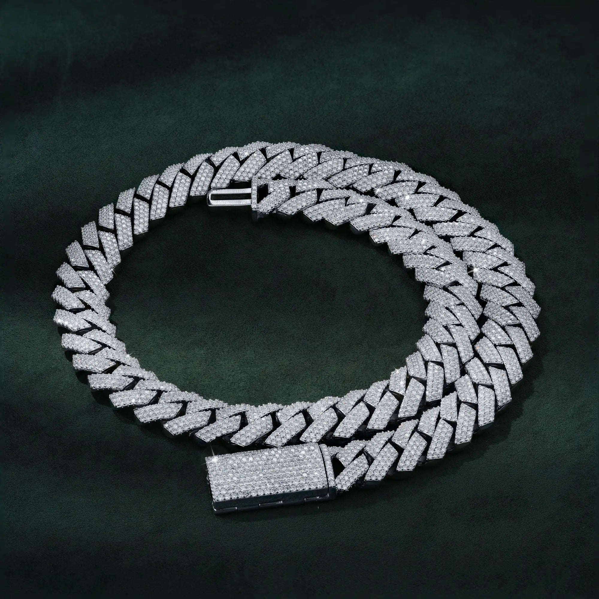 16MM 3 Row Moissanite Cuban Link Chain Iced Out Heavy Full Pavé Necklace – alternate product view 3