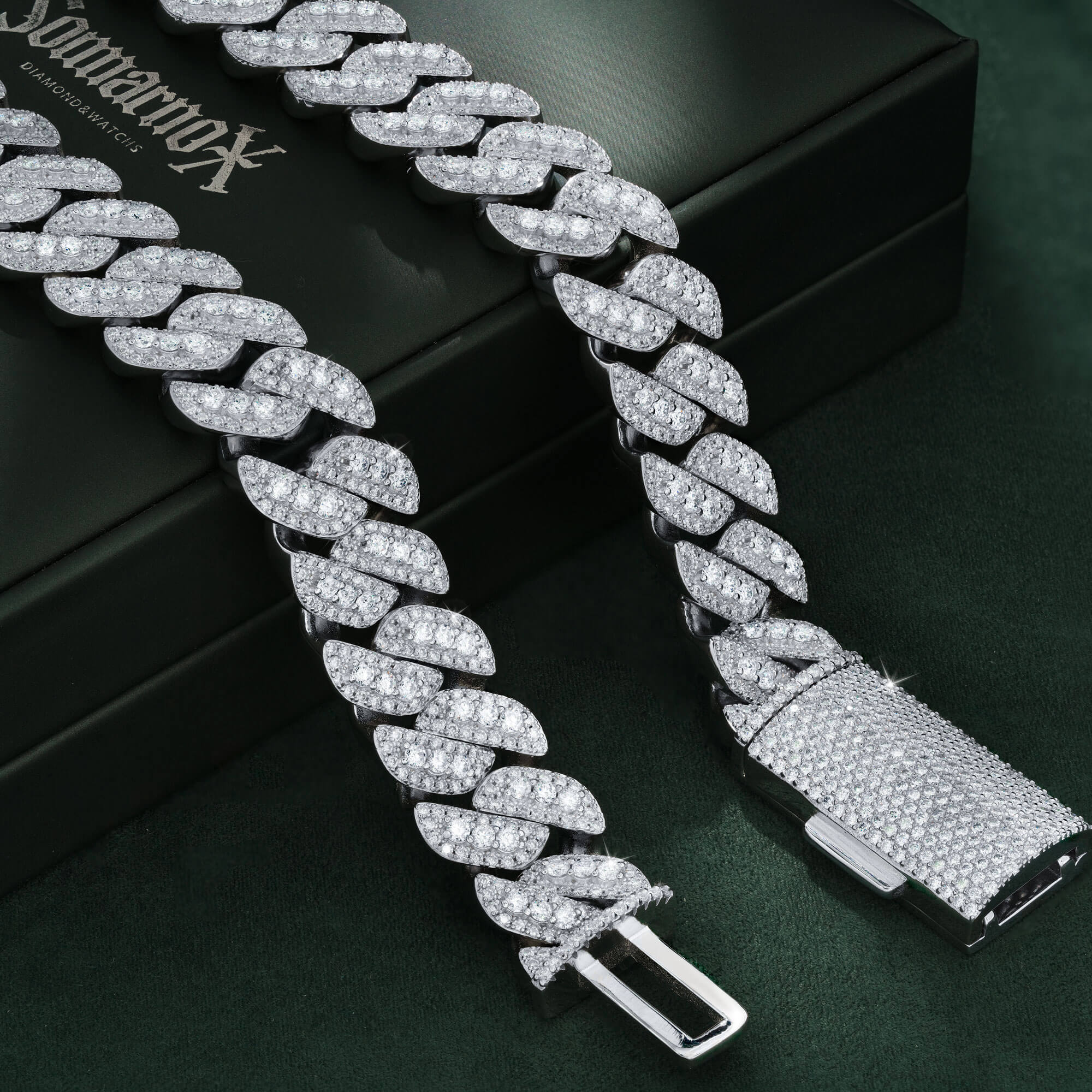 18MM 3 Row Moissanite Cuban Link Chain Mixed Size Pavé Iced Out Heavy Shine Necklace – alternate product view 2