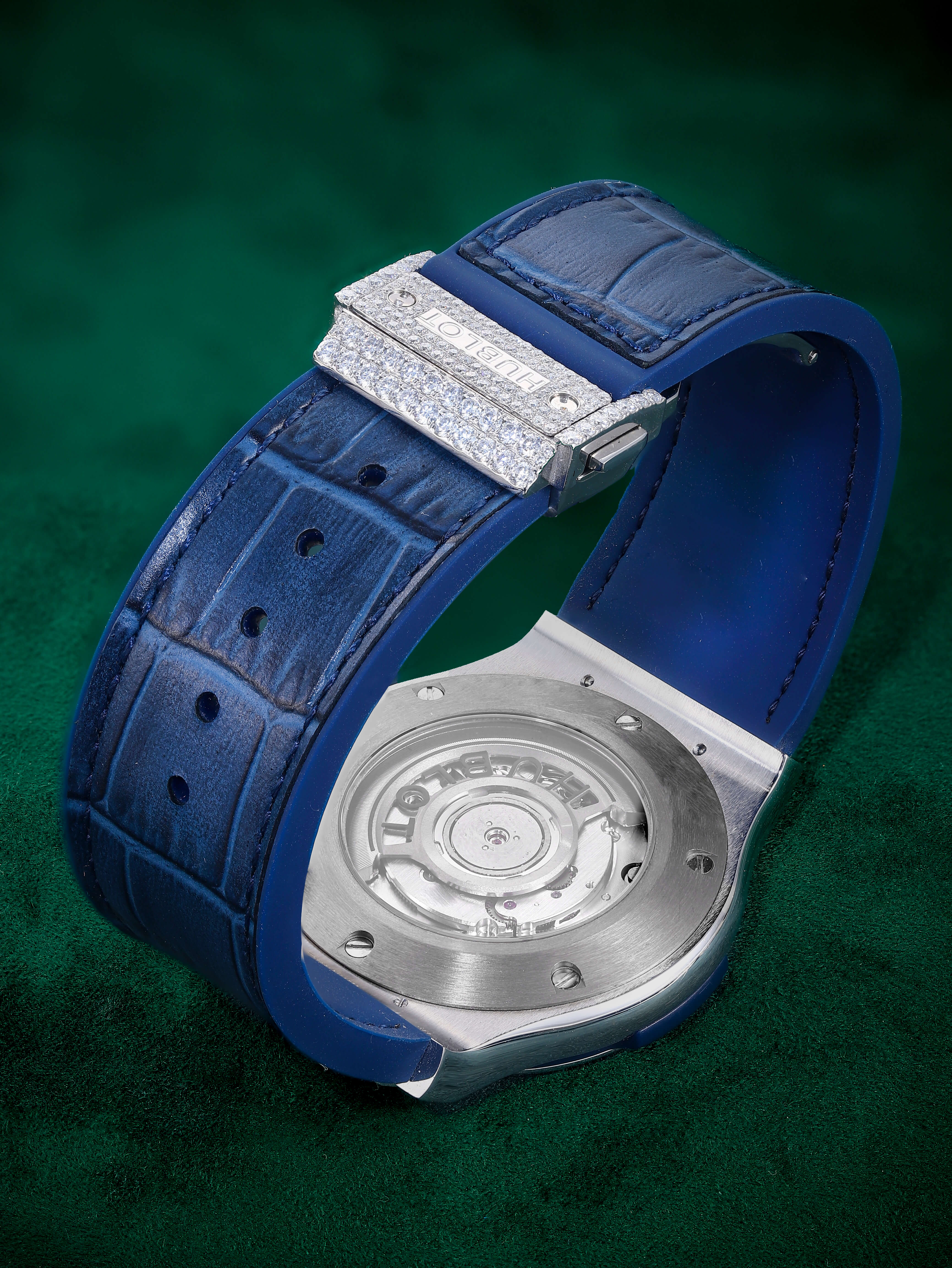 Blue Dial Moissanite Watch – Elegant Leather Strap Luxury Timepiece