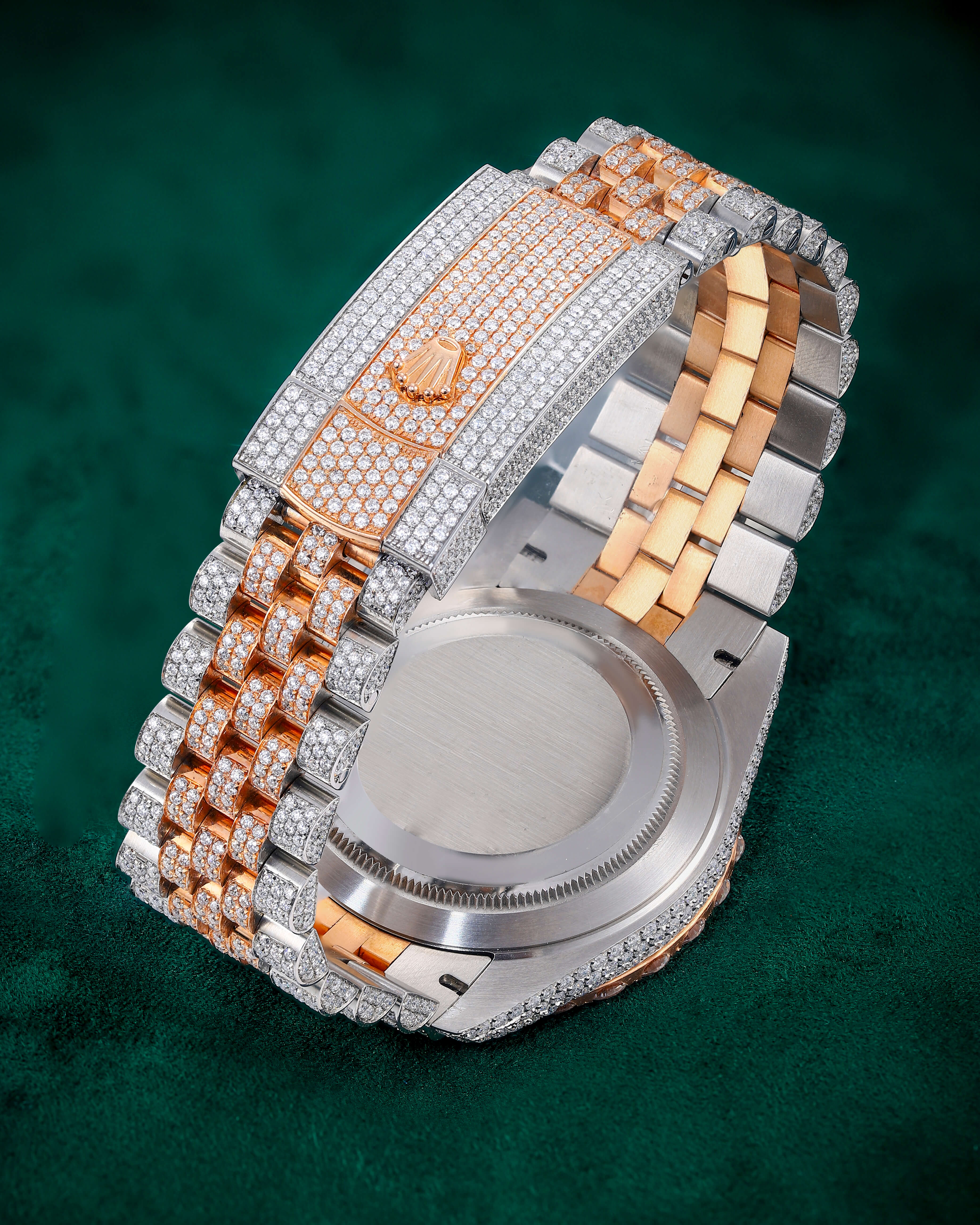 Two-Tone Moissanite Watch – Roman Dial Iced Out Luxury – alternate product view 3