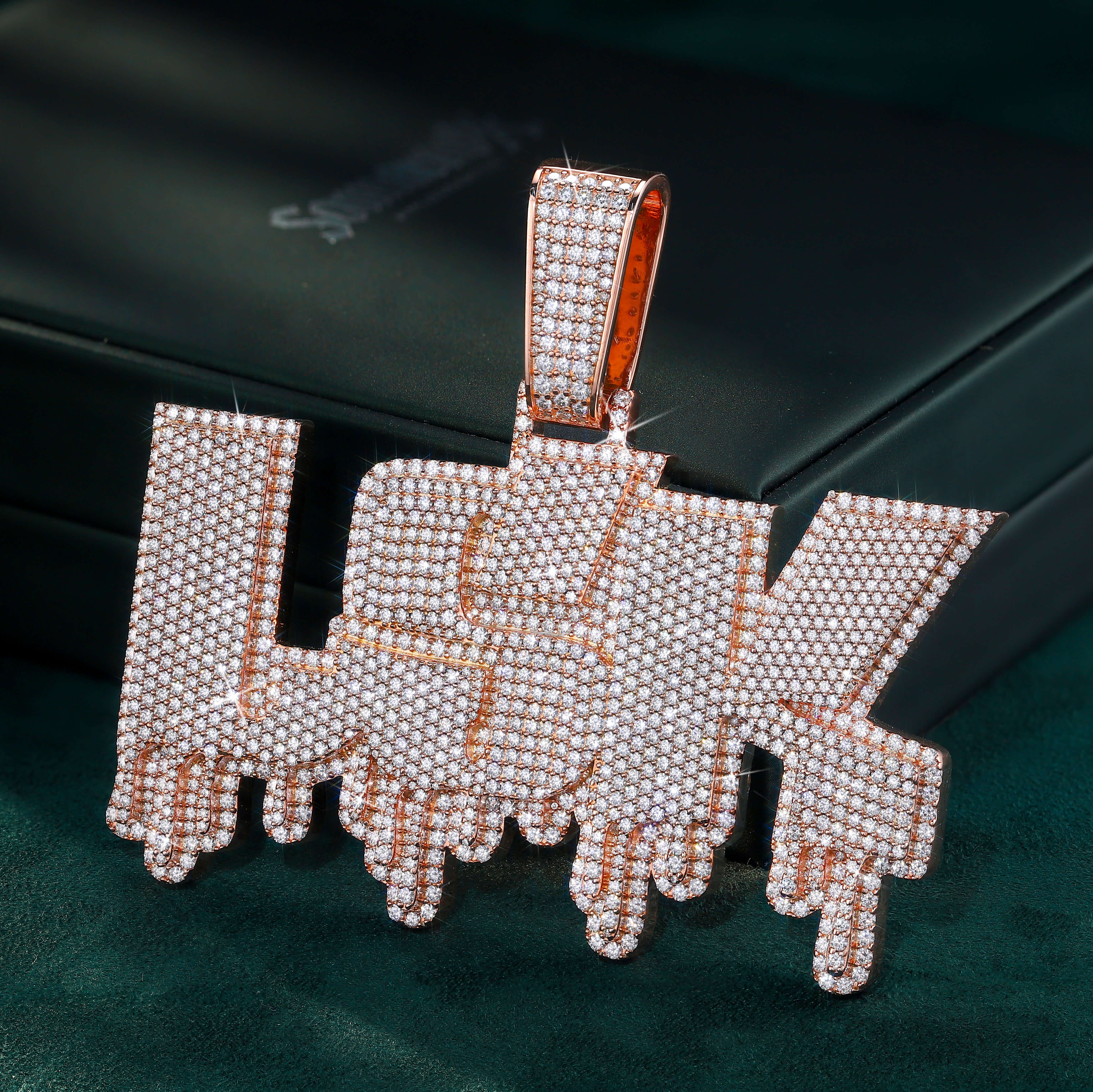 Custom Hip Hop Moissanite “LSK” Pendant – alternate product view 2
