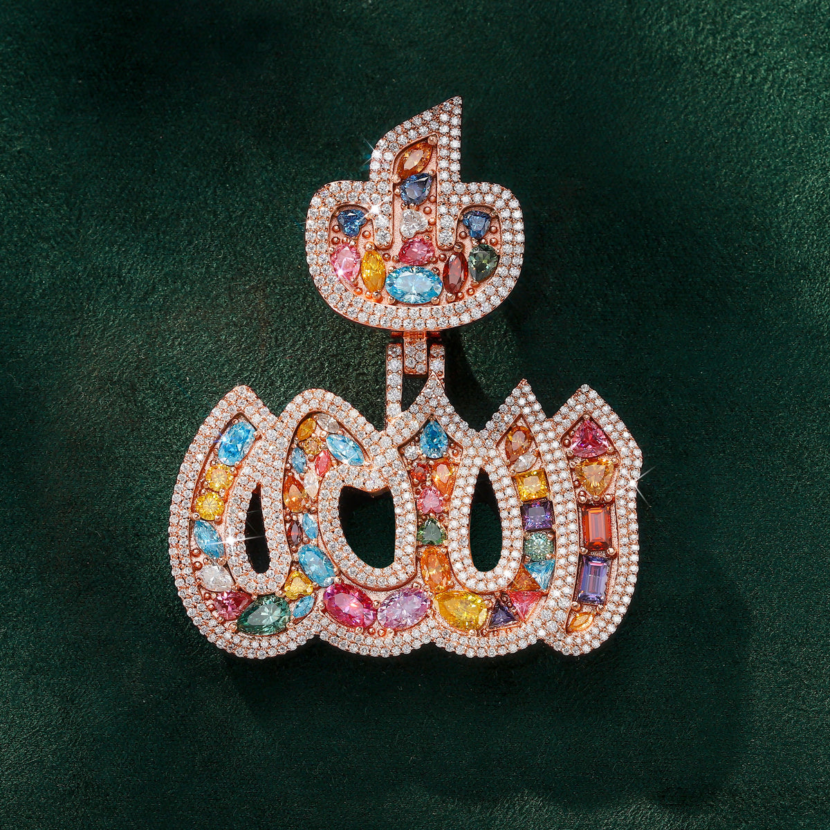 Moissanite 4.42 ctw Fancy Cut Color Allah Pendant by Sommarnox