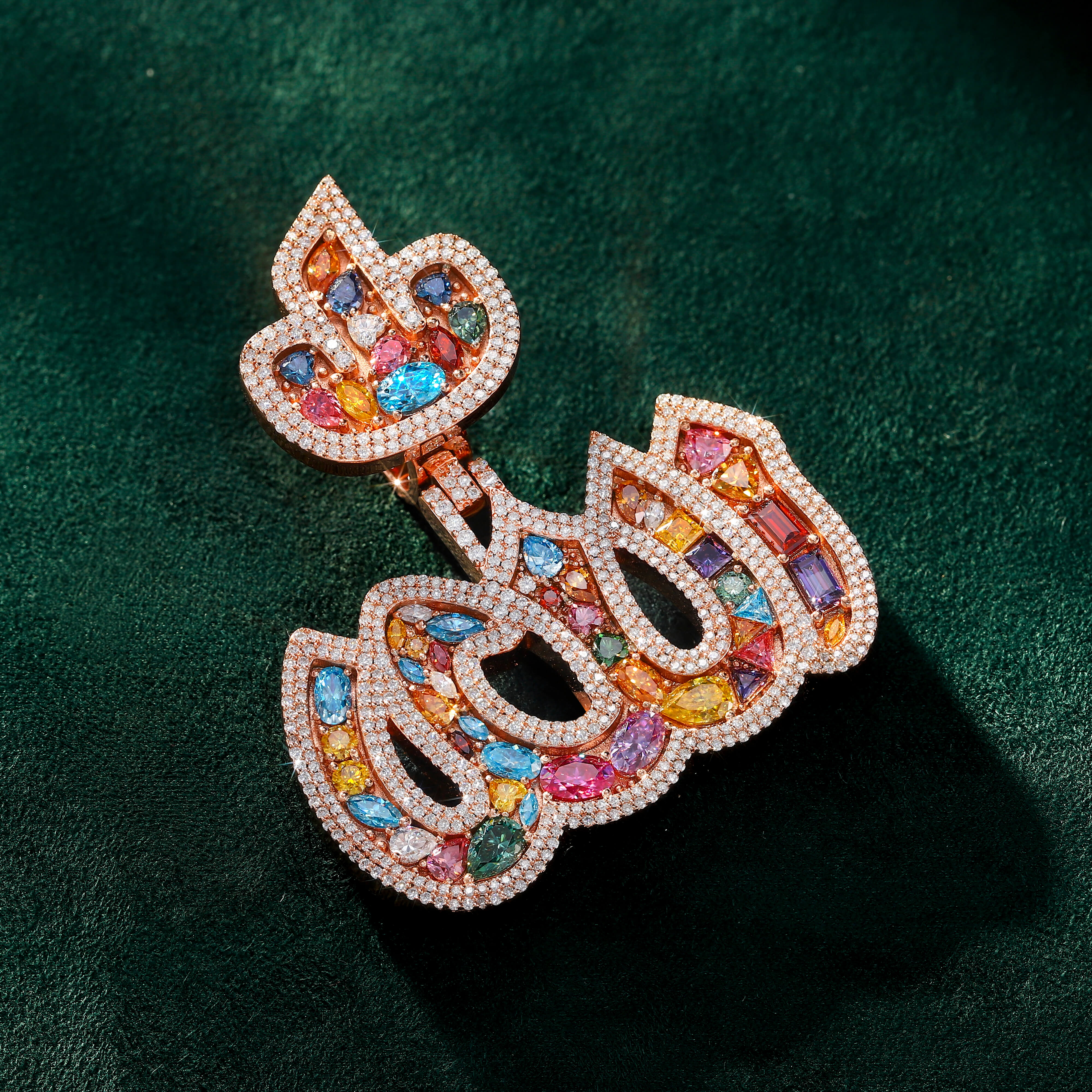 Moissanite 4.42 ctw Fancy Cut Color Allah Pendant