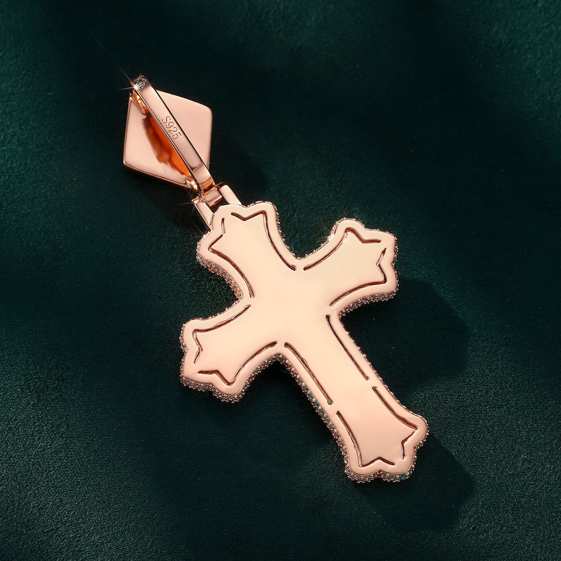 Moissanite Fancy Color Lace Edge Cross Pendant