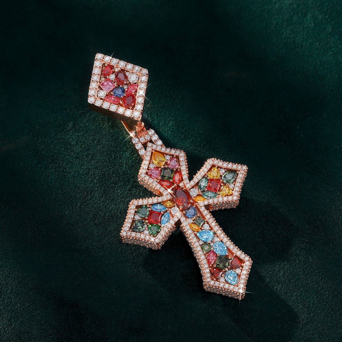 Moissanite Fancy Cut Color Cross Pendant – alternate product view 6