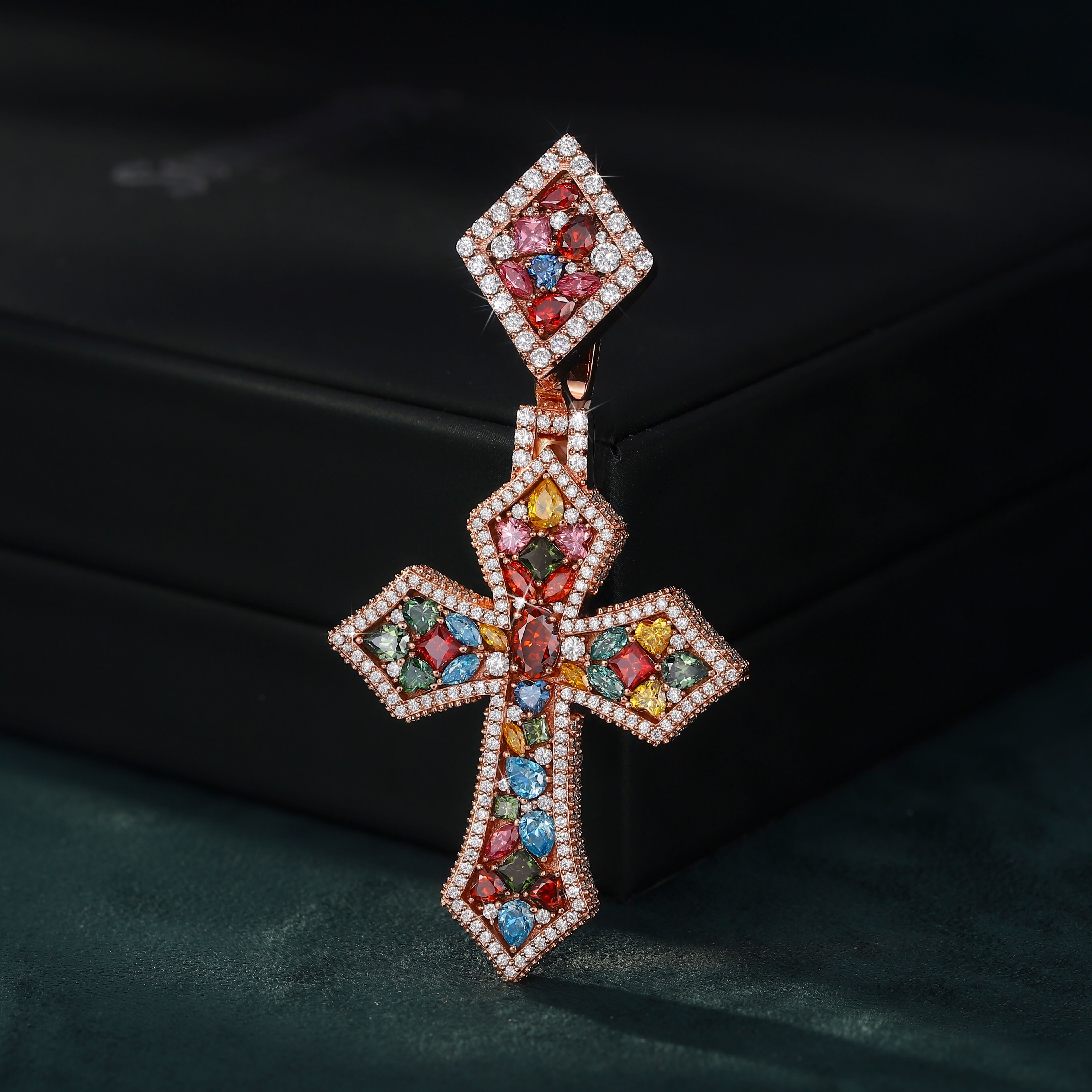 Moissanite Fancy Cut Color Cross Pendant – alternate product view 7