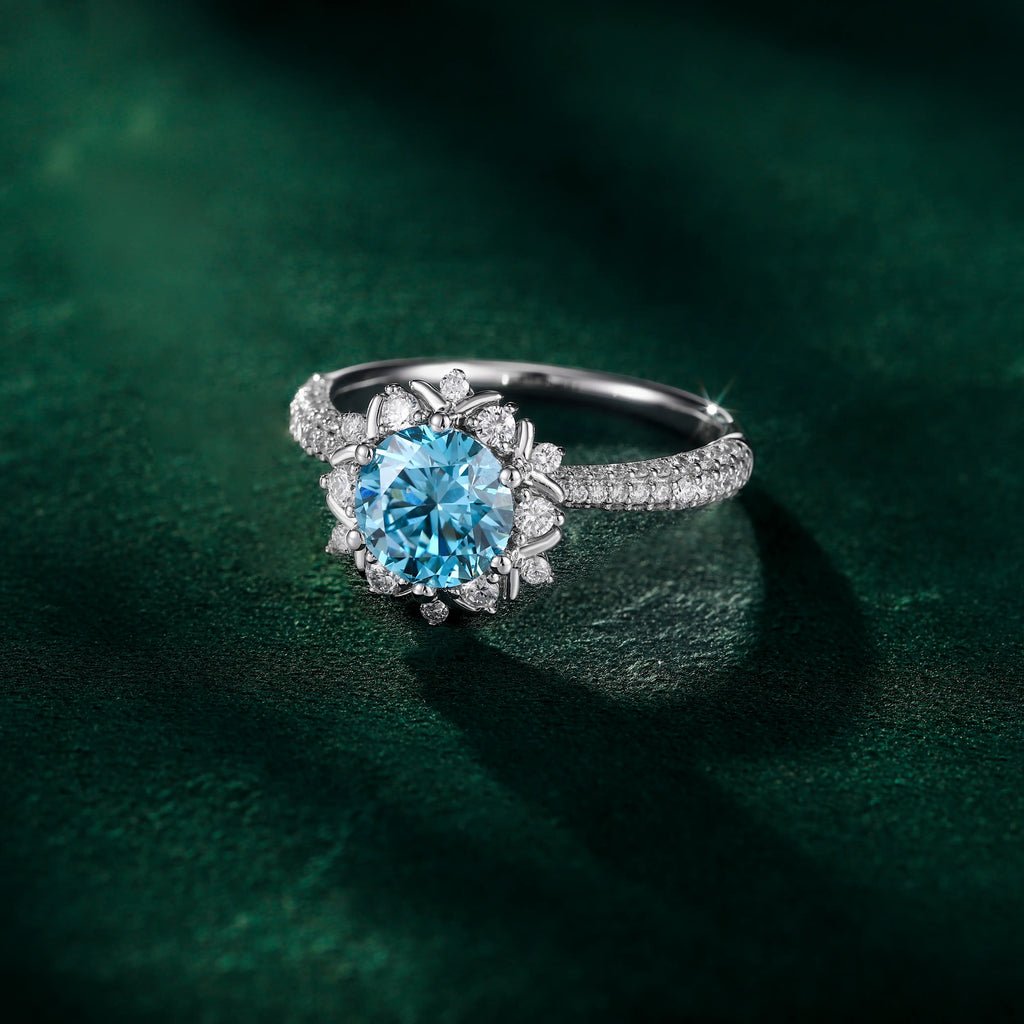 Blue Lab-Grown Diamond Engagement Ring