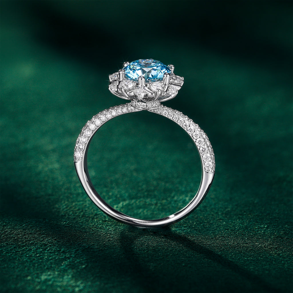 Blue Lab-Grown Diamond Engagement Ring