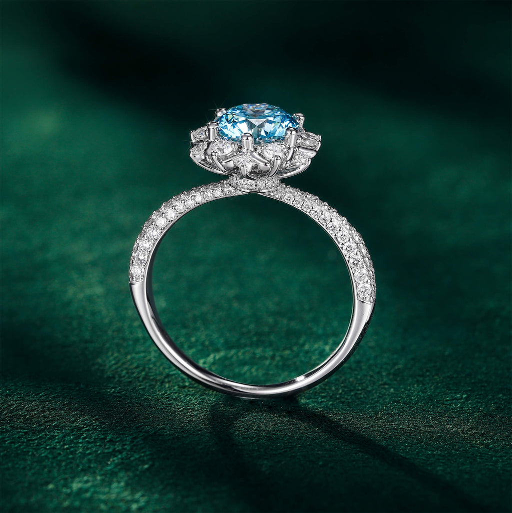 Blue Lab-Grown Diamond Engagement Ring