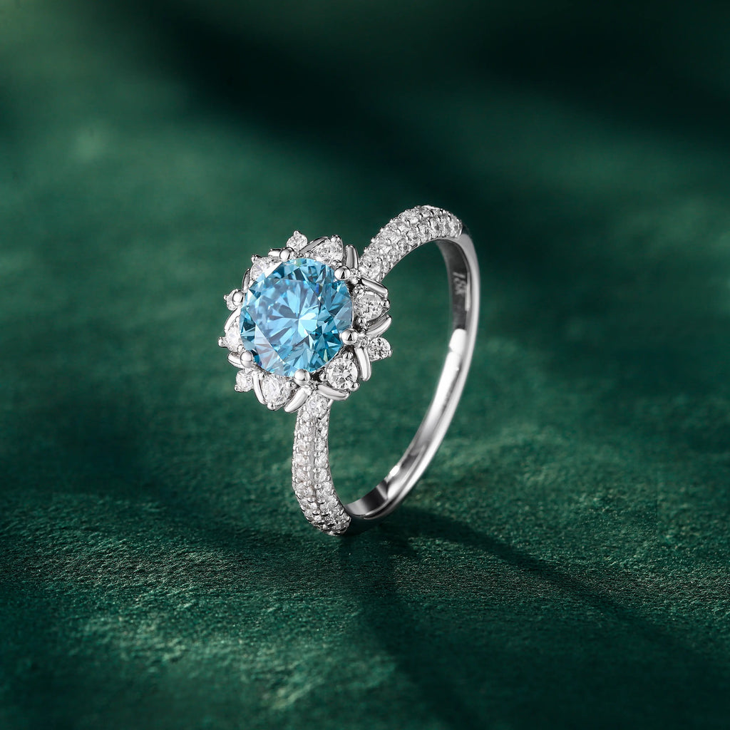 Blue Lab-Grown Diamond Engagement Ring