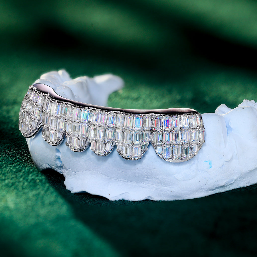 6 on 6 VVS Moissanite BAGUETTE Cut Diamond Grillz