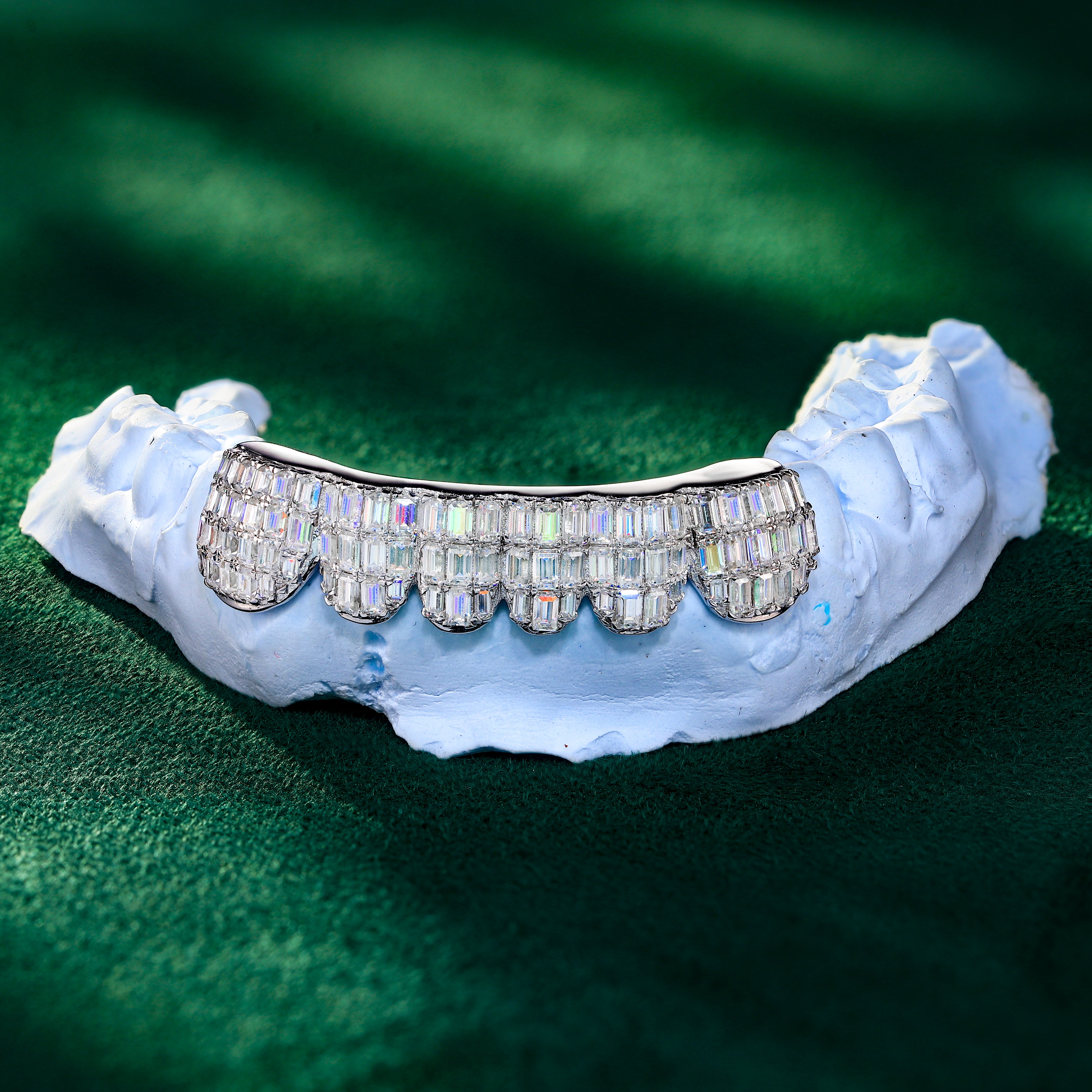 6 on 6 VVS Moissanite BAGUETTE Cut Diamond Grillz