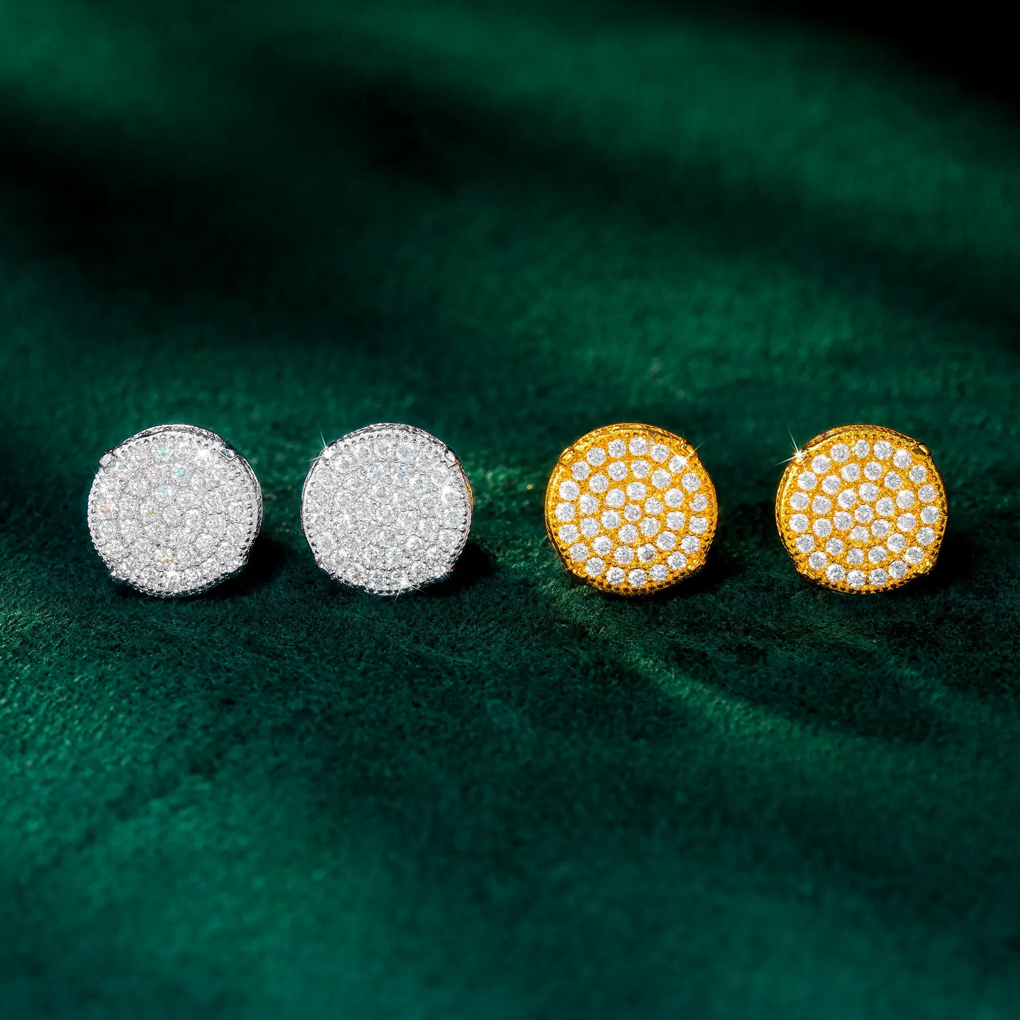 9.5mm Round Moissanite Stud Earrings VVS Full Pavé Iced Out Screw Back
