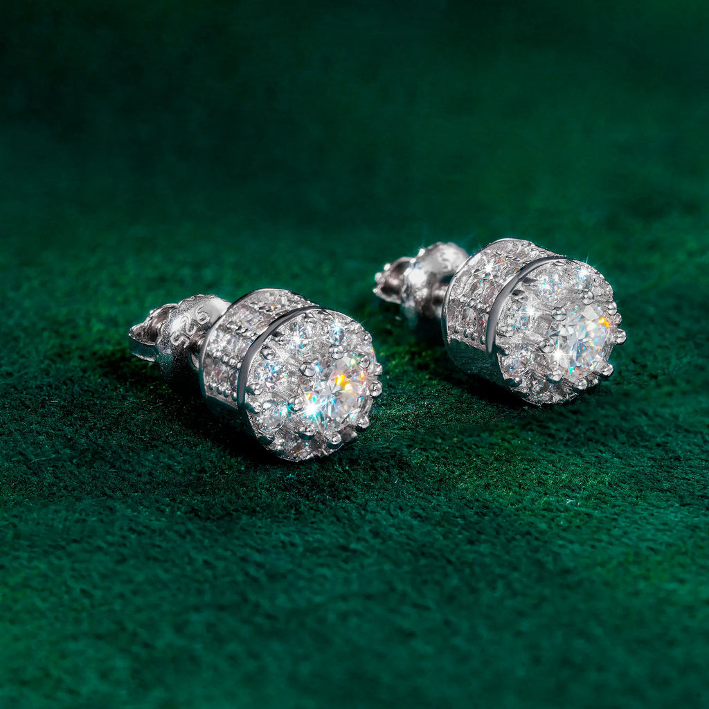 7.5mm VVS Grade 925 Sterling Silver Flower Cluster Earrings