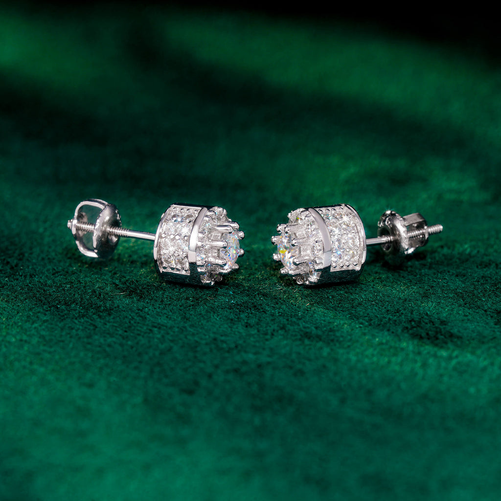 7.5mm VVS Grade 925 Sterling Silver Flower Cluster Earrings