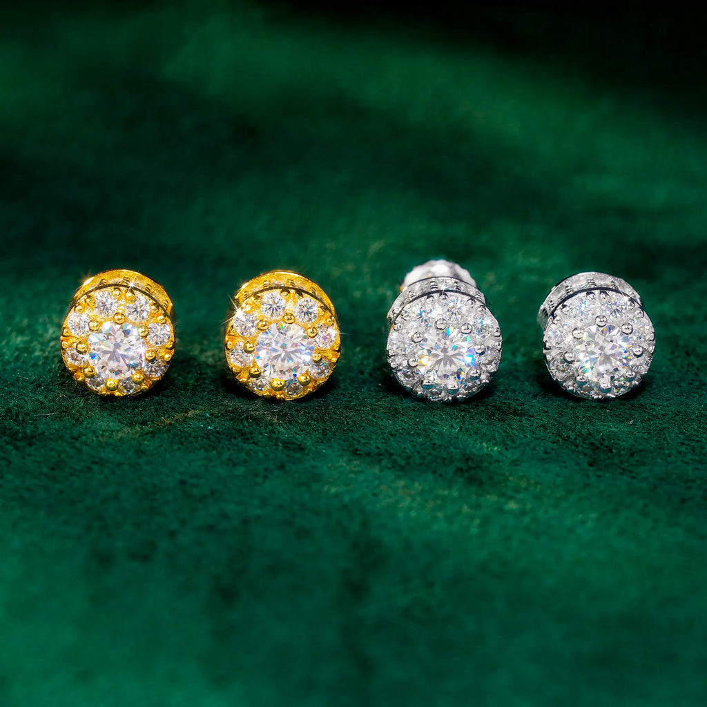 7.5mm VVS Grade 925 Sterling Silver Flower Cluster Earrings