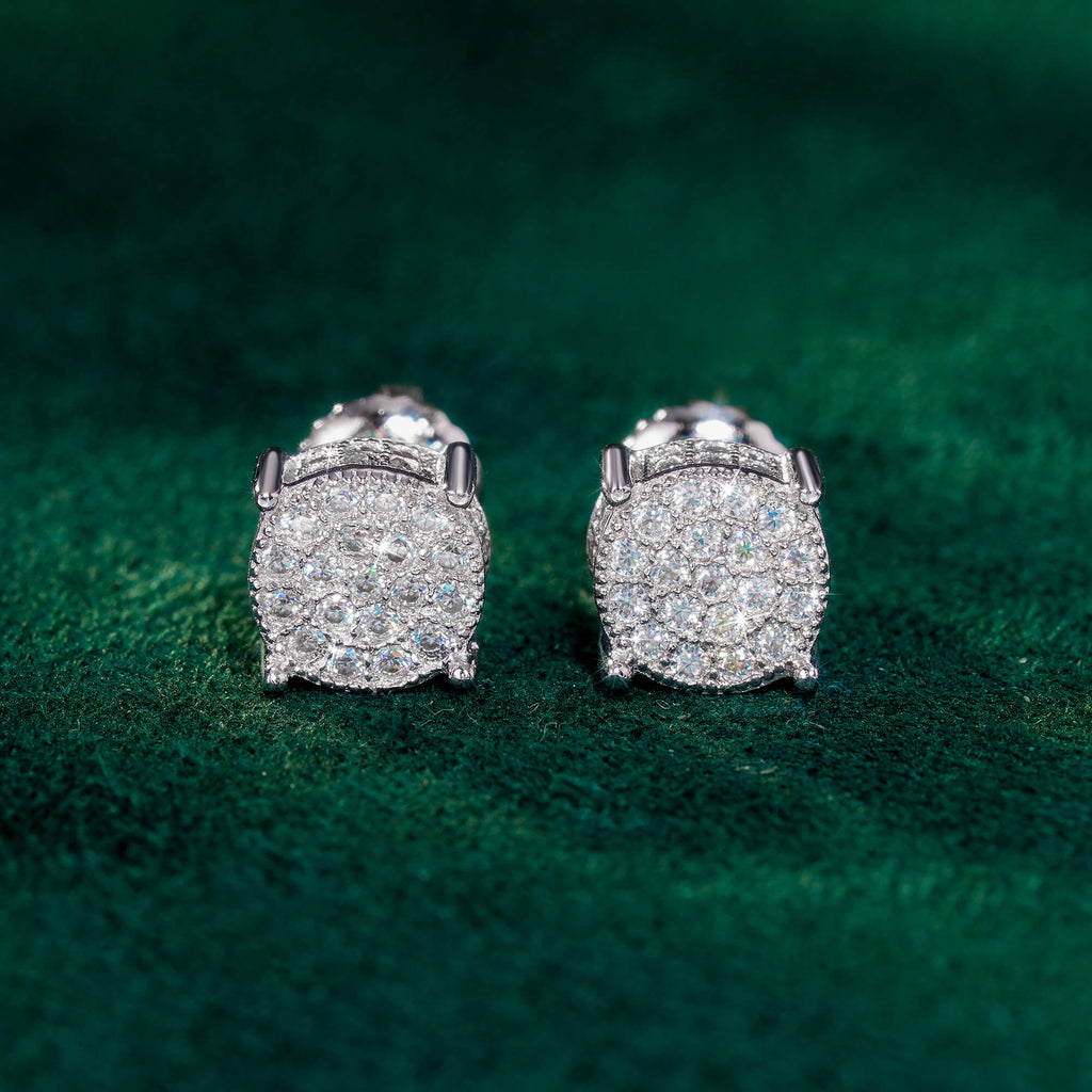 Double halo prong-set moissanite 925 silver earrings