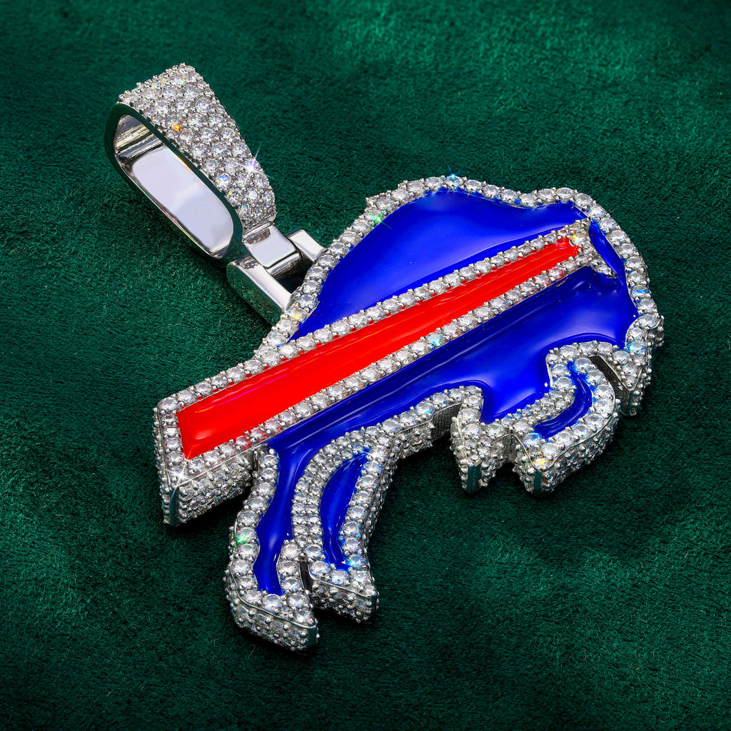SOMMARNOX Exclusive Custom Blue and Red Buffalo Diamond Pendant