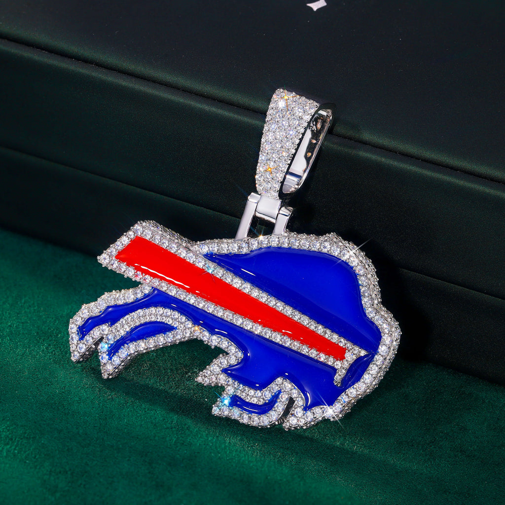 SOMMARNOX Exclusive Custom Blue and Red Buffalo Diamond Pendant
