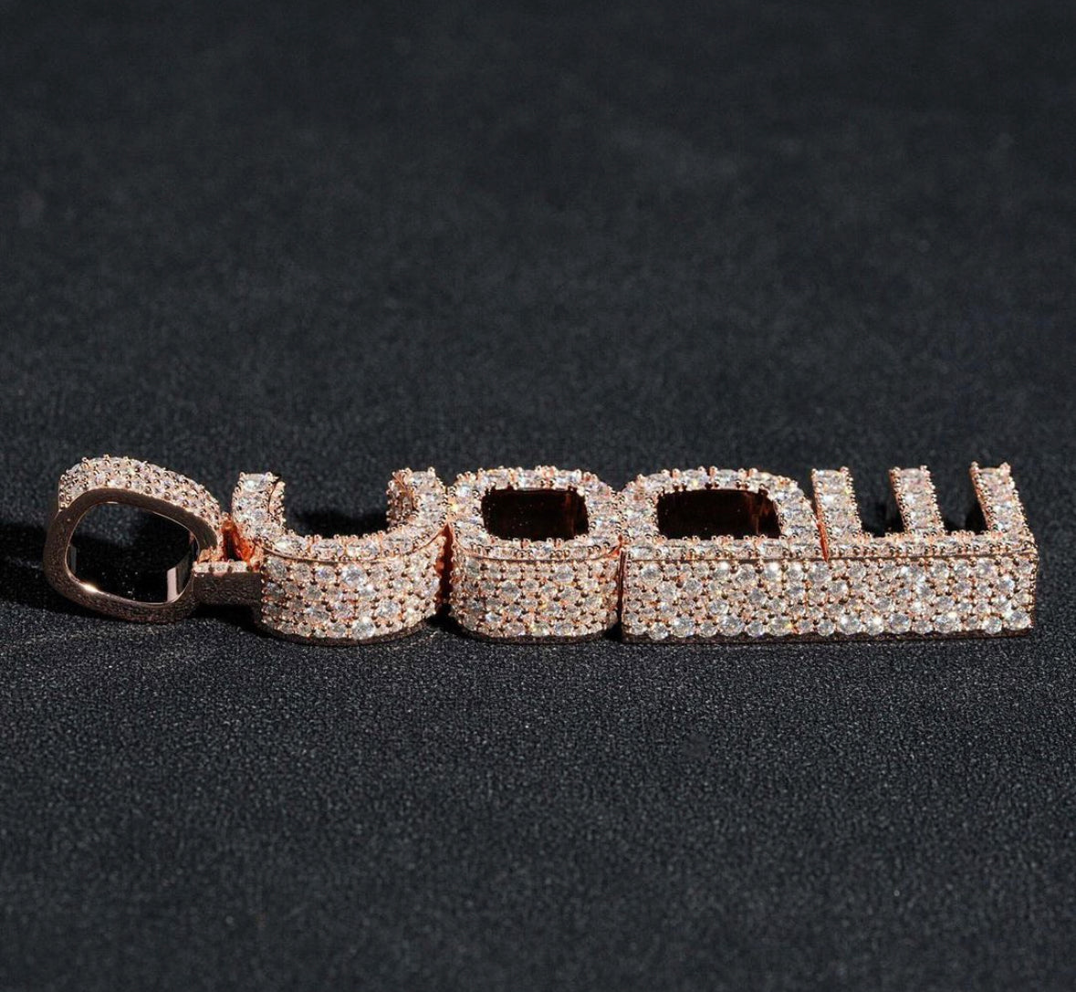 Custom Hip Hop Moissanite Vertical Stack Pendant