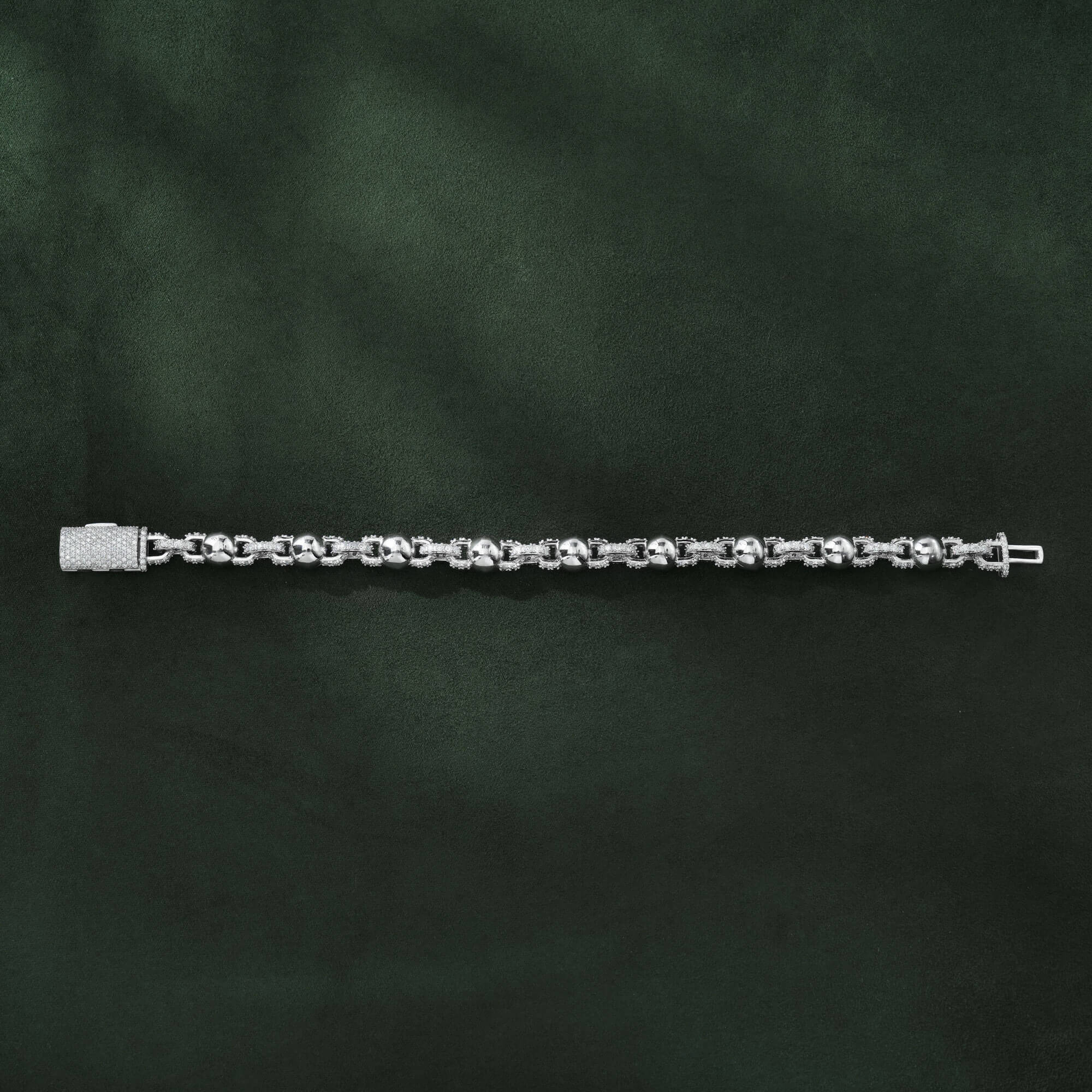 8MM Polished Bead & Iced Link VVS Moissanite Bracelet – alternate product view 4