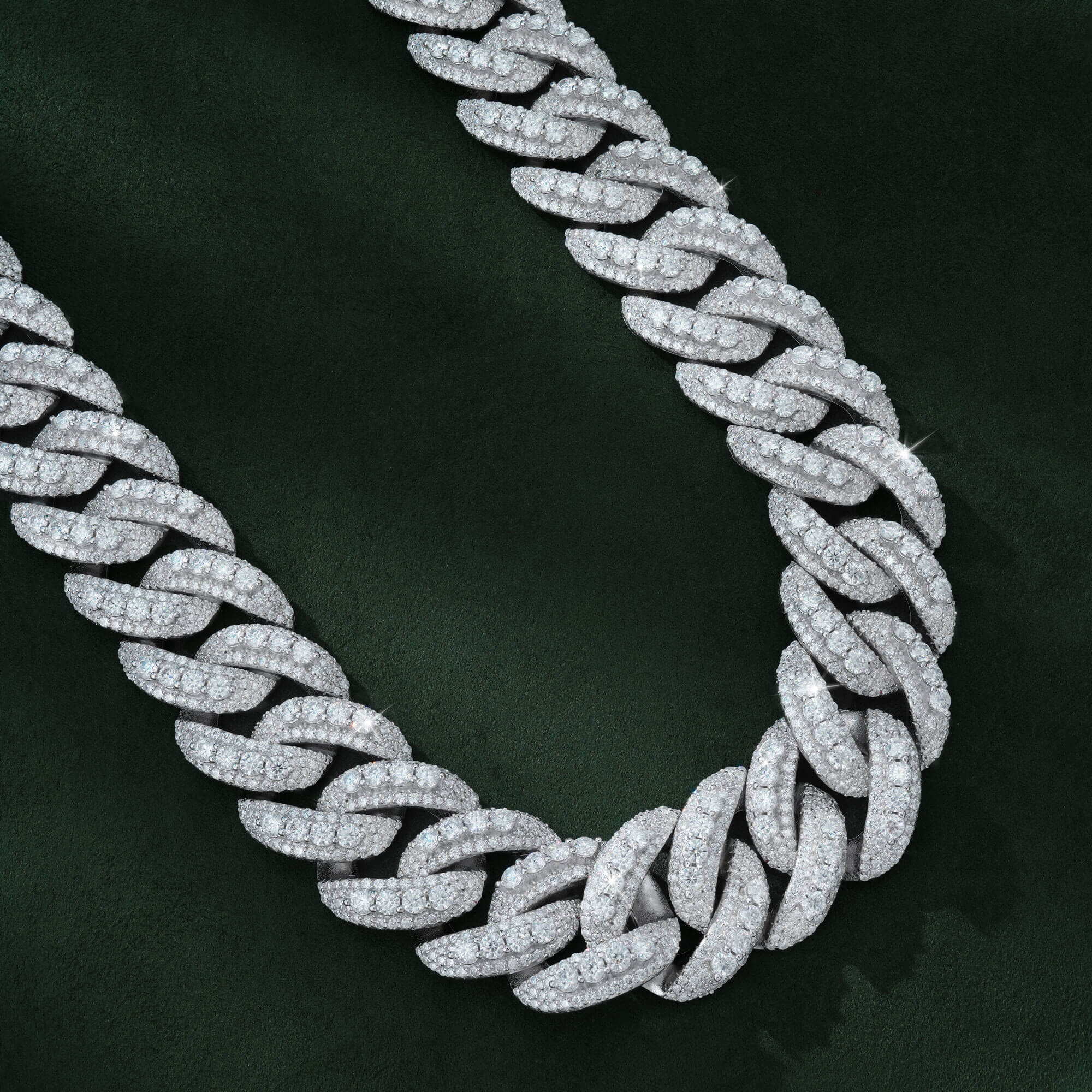 23mm domed moissanite Cuban link chain iced out