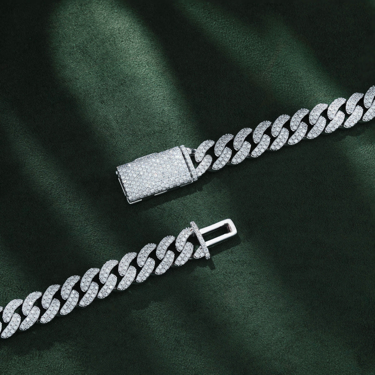 10MM 2 Row Moissanite Cuban Link Chain Iced Out Heavy Full Pavé Necklace – alternate product view 6