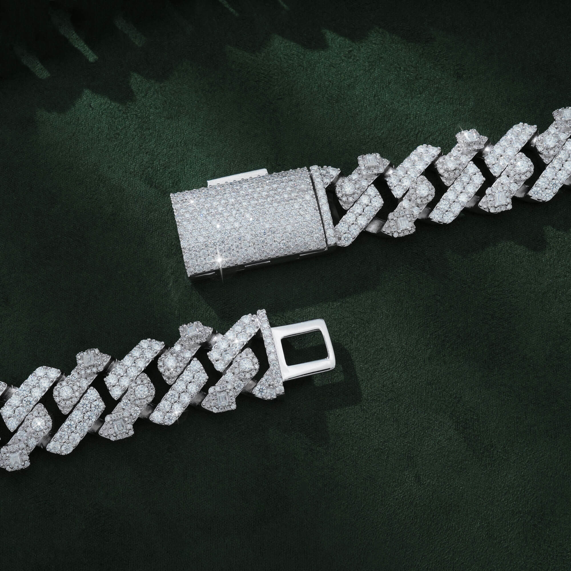 18MM Two-Row Moissanite Cuban Link Chain – VVS Iced Out – alternate product view 3