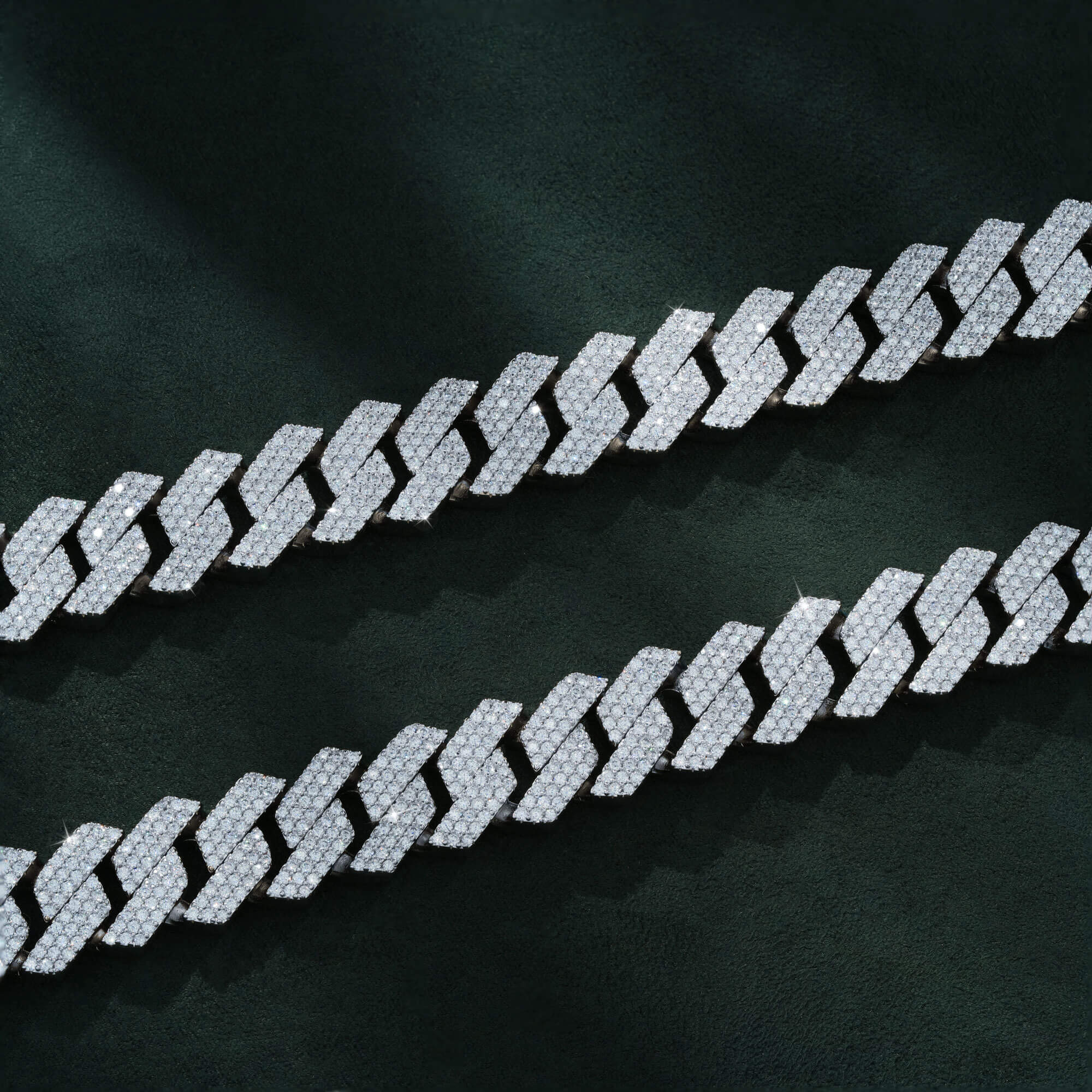 15MM 3 Row Moissanite Cuban Link Chain Iced Out Heavy Full Pavé Necklace