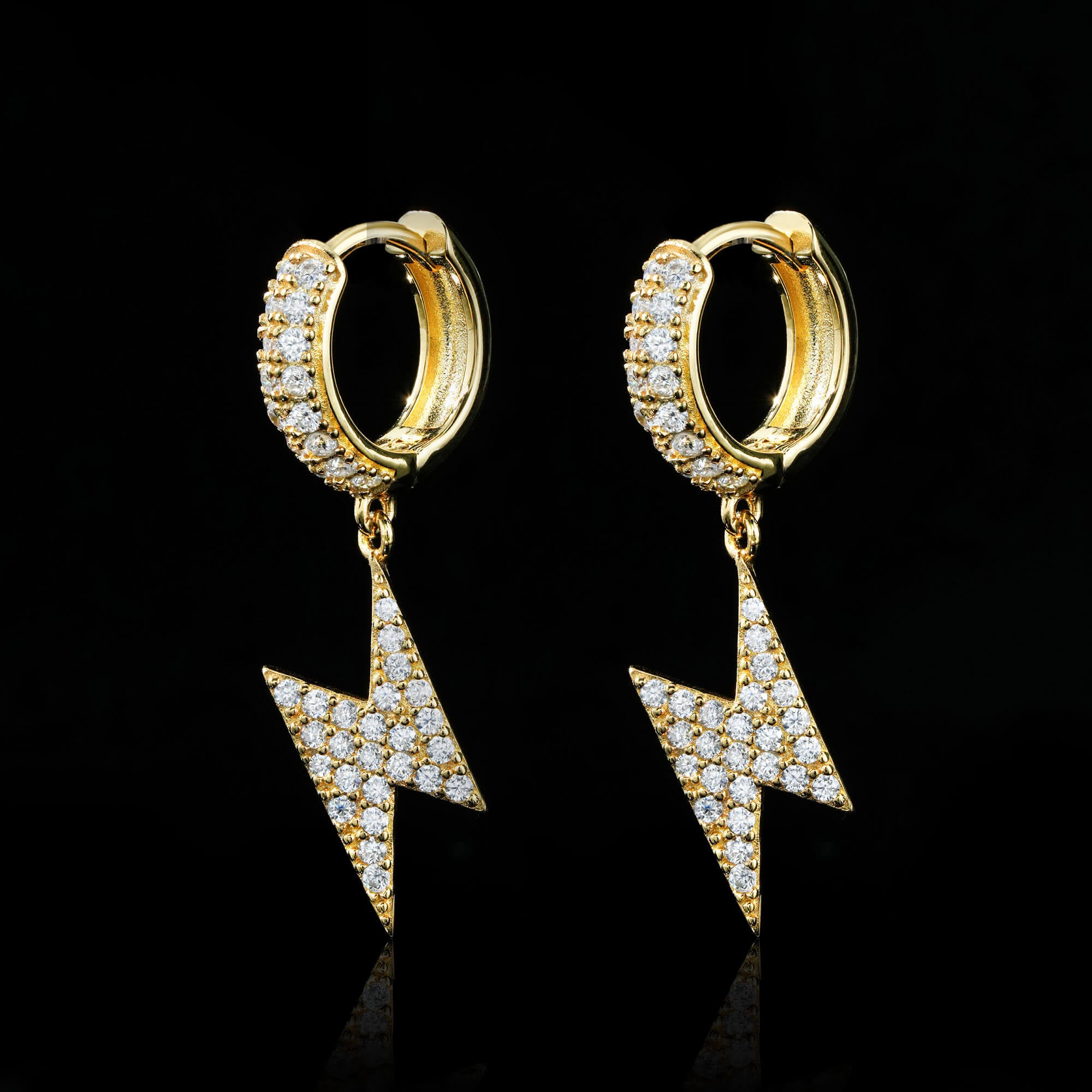 Lightning Bolt Moissanite Huggie Earrings – alternate product view 4