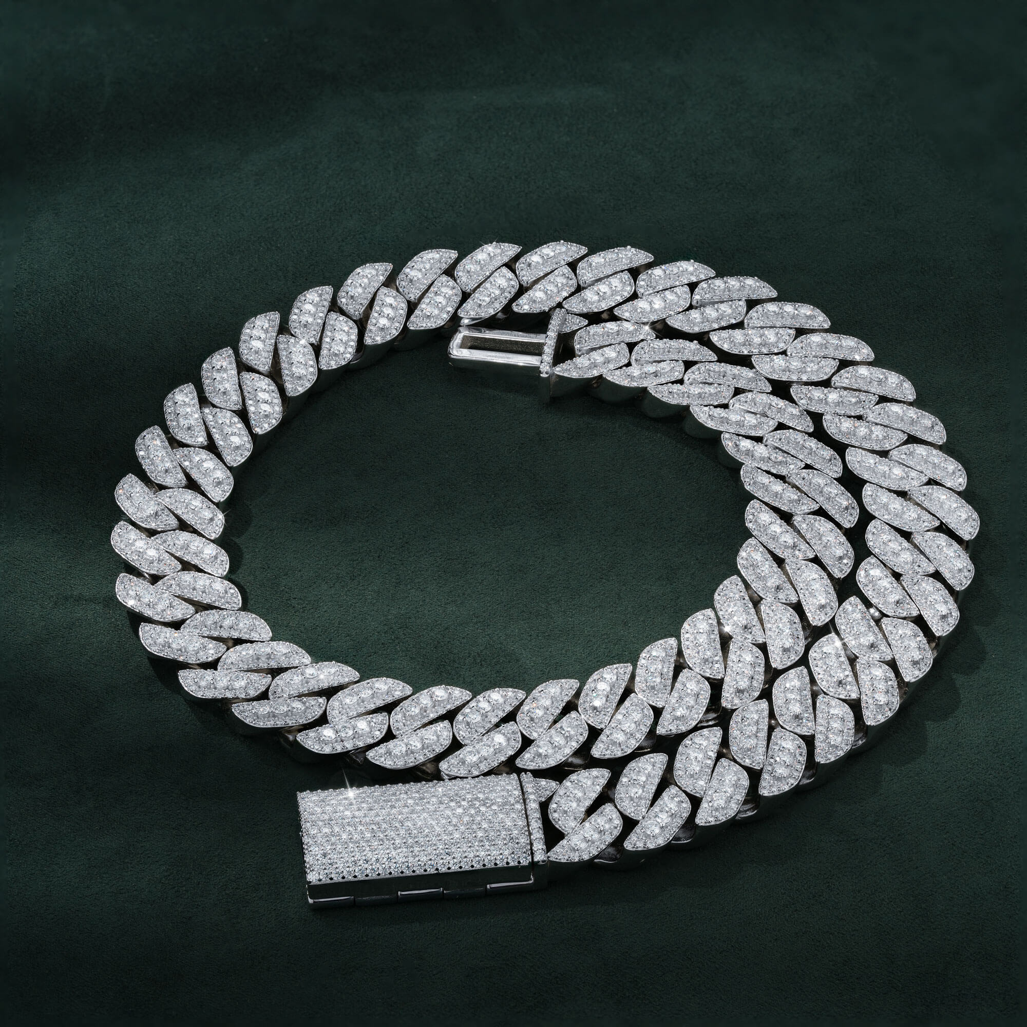 18MM 3 Row Moissanite Cuban Link Chain Mixed Size Pavé Iced Out Heavy Shine Necklace – alternate product view 3