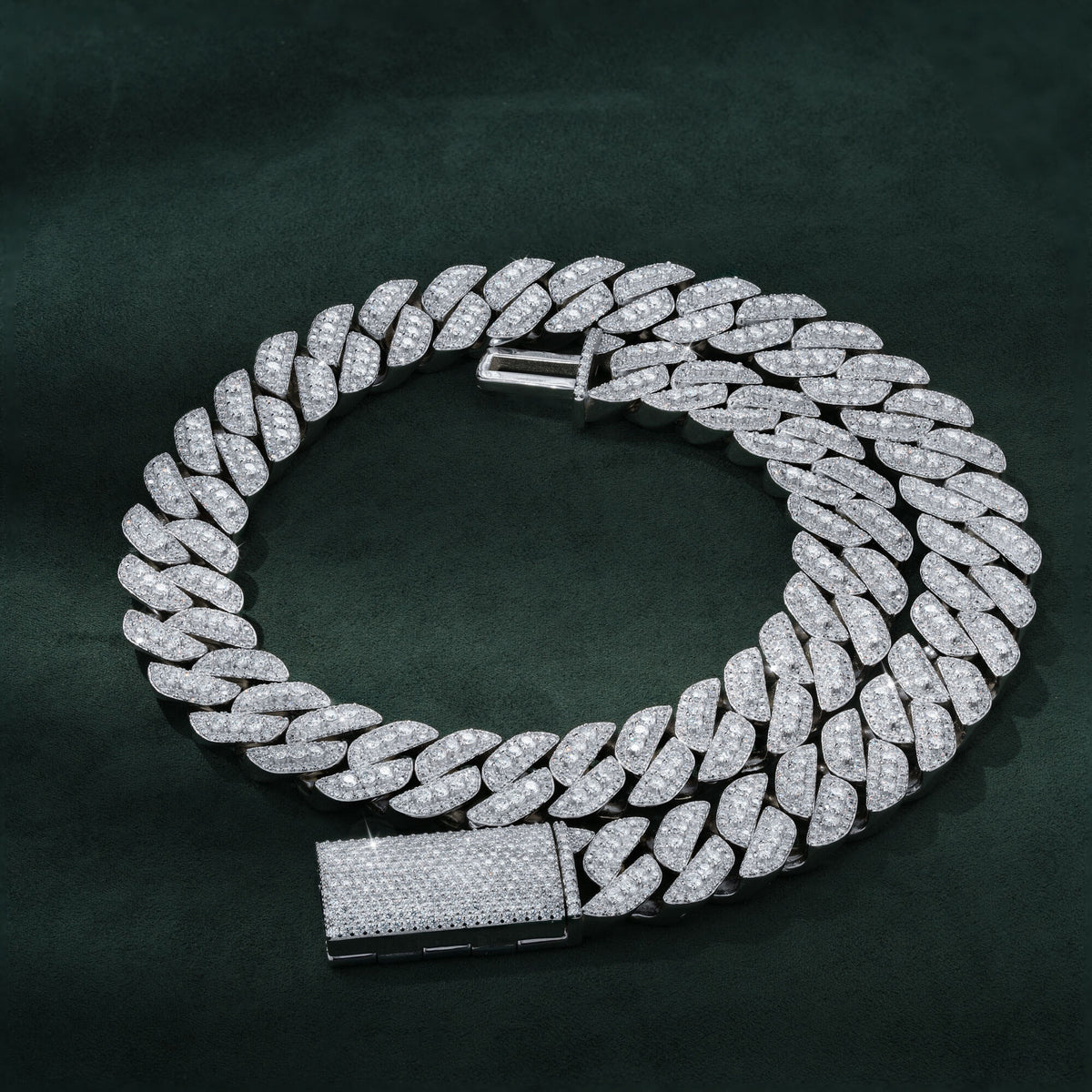 18MM 3 Row Moissanite Cuban Link Chain Mixed Size Pavé Iced Out Heavy Shine Necklace – alternate product view 3