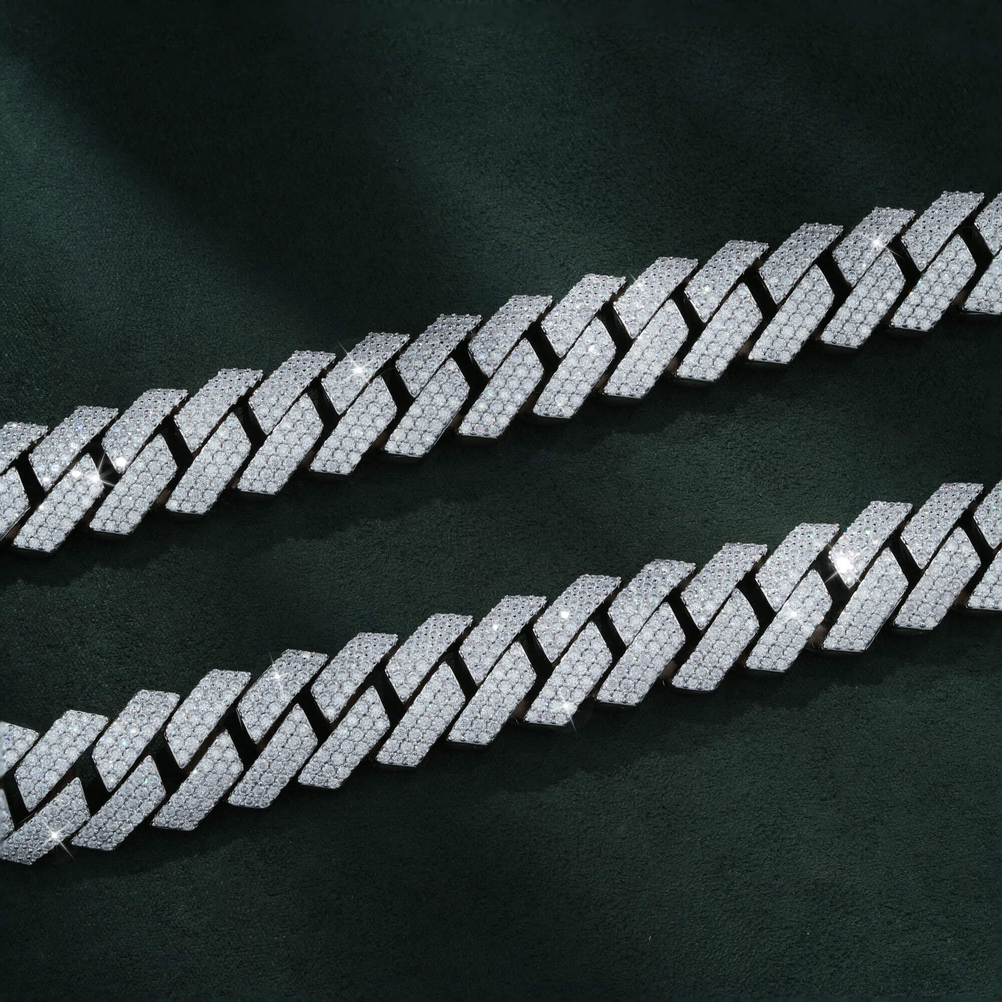 16MM 3 Row Moissanite Cuban Link Chain Iced Out Heavy Full Pavé Necklace