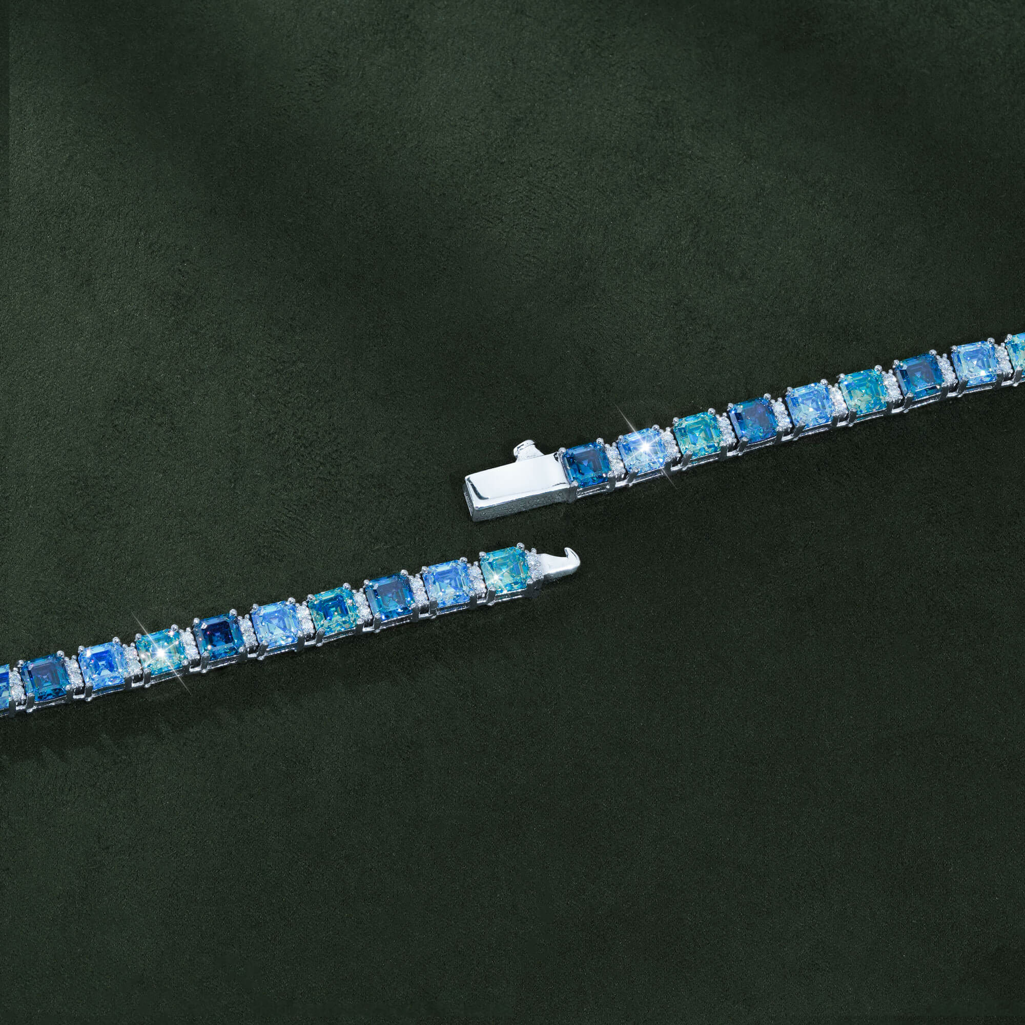 Blue VVS Moissanite Tennis Chain