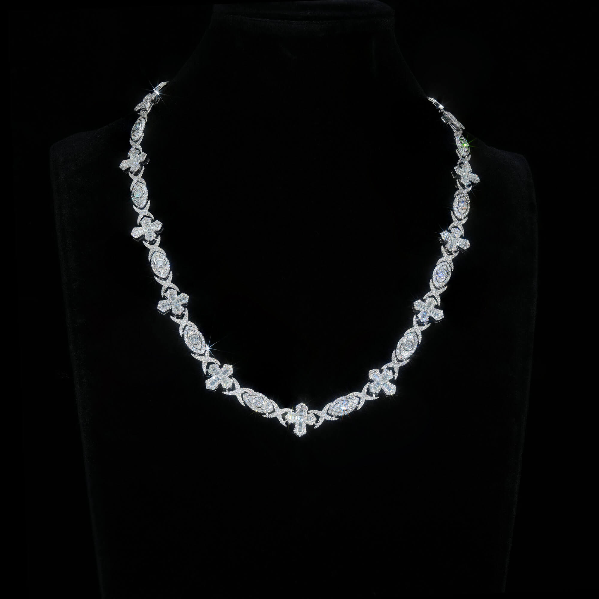 14MM Evil Eye & Cross VVS Moissanite Cuban Link Chain – alternate product view 6