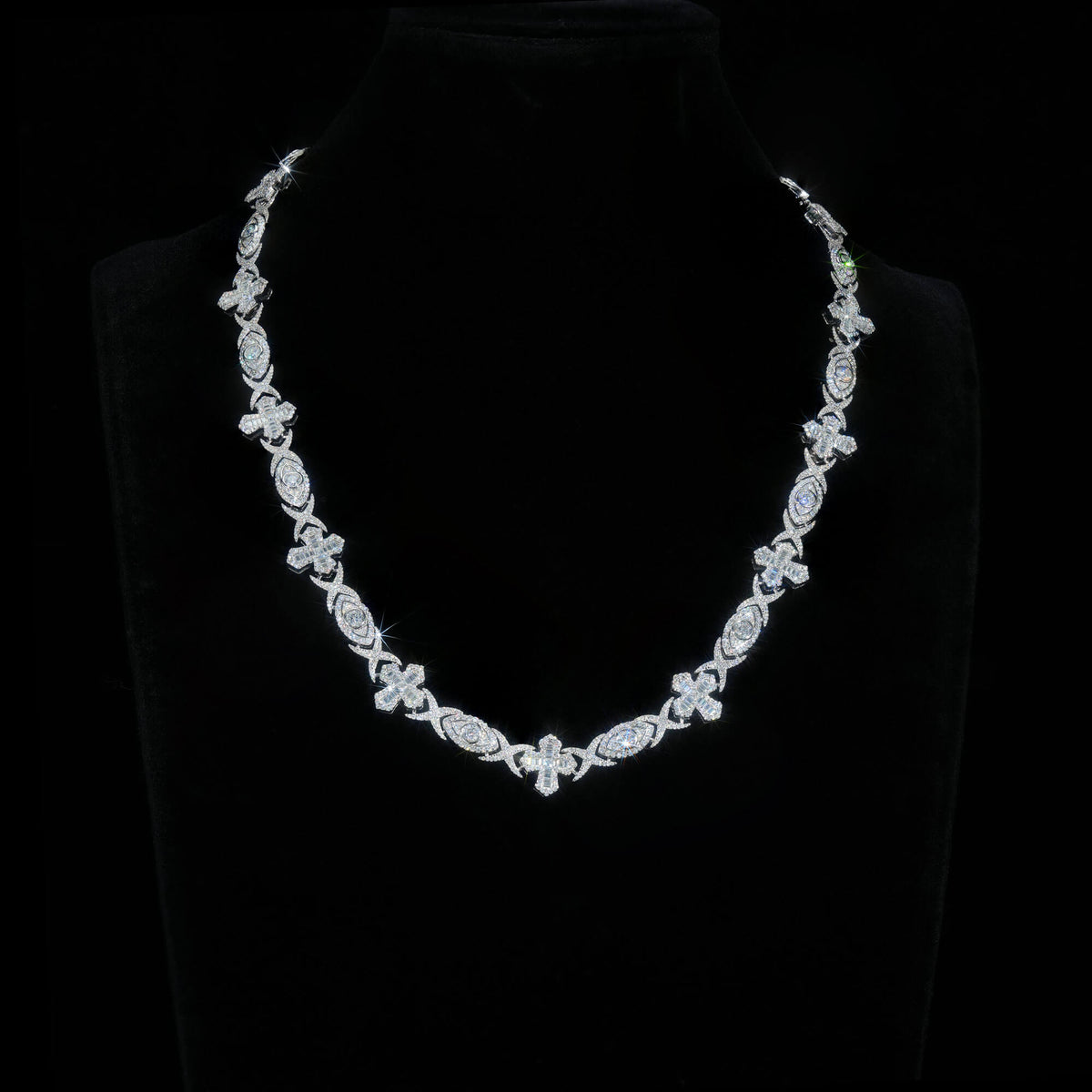 14MM Evil Eye & Cross VVS Moissanite Cuban Link Chain – alternate product view 6