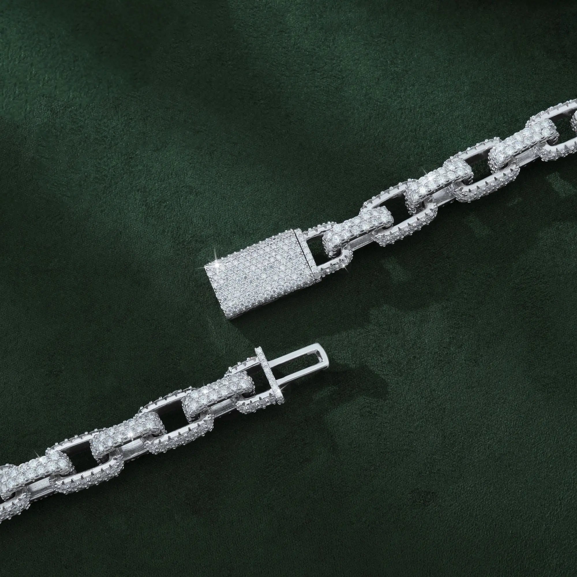 10MM Moissanite Box Link Chain – Iced Out VVS