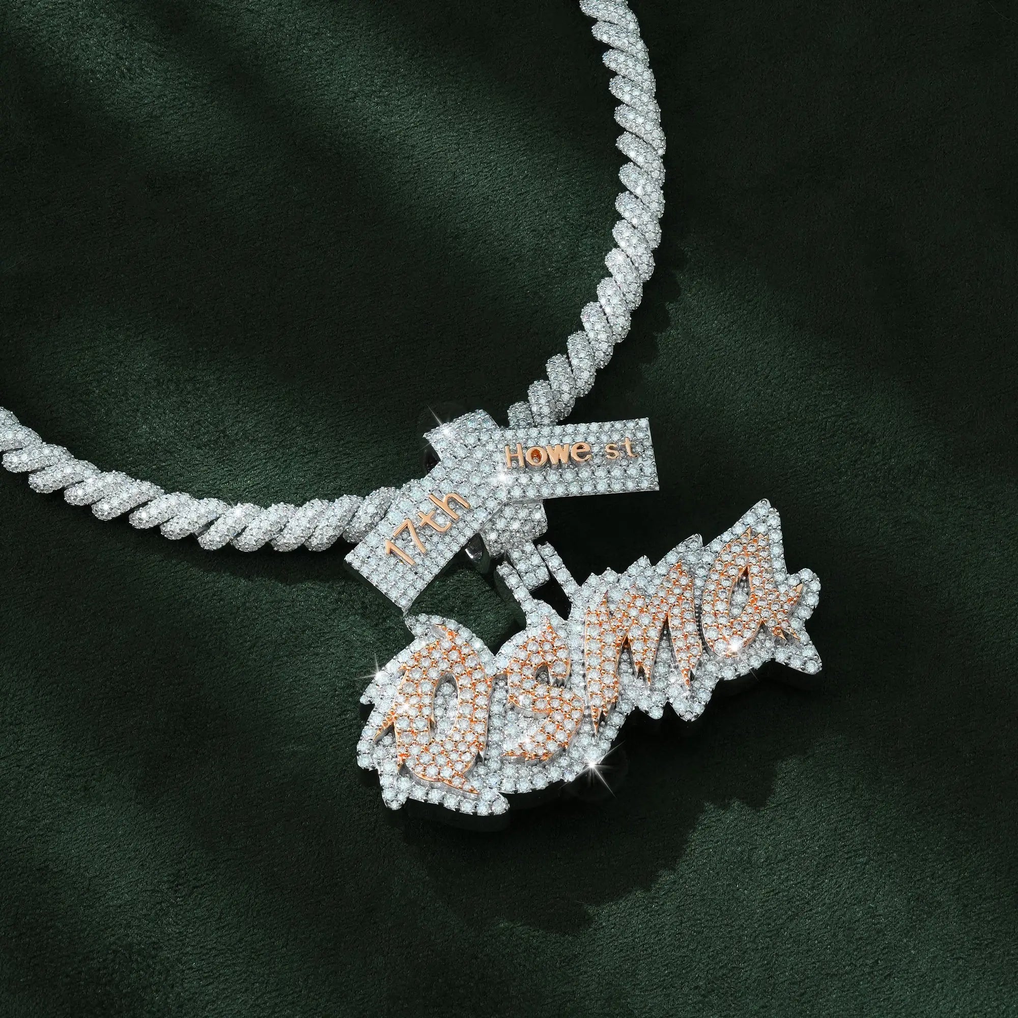 Two-Tone Script Name Pendant – Iced Out Moissanite by Sommarnox