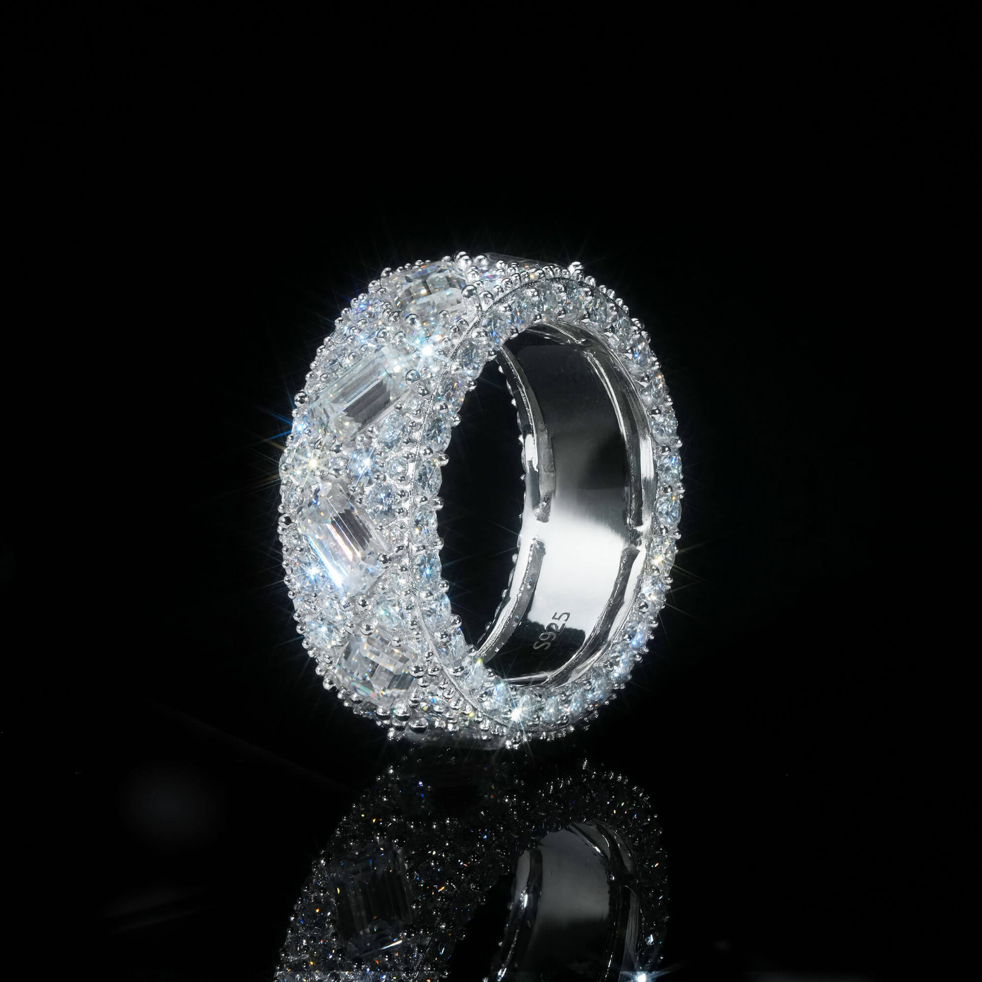 Custom 14K Gold Iced Out Emerald Cut VVS Moissanite Ring
