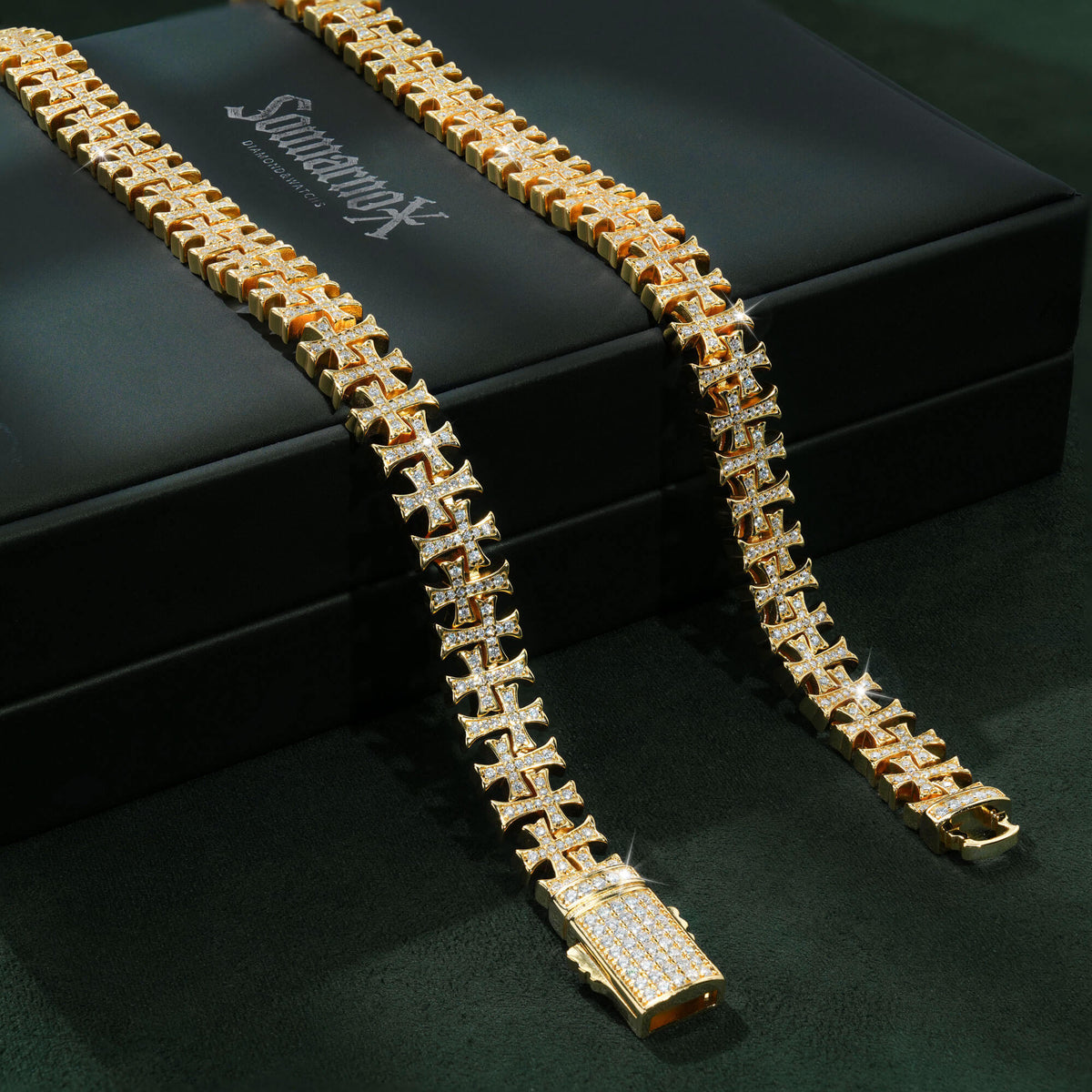 10MM Iced Out Cross VVS Moissanite Cuban Link Chain – alternate product view 6
