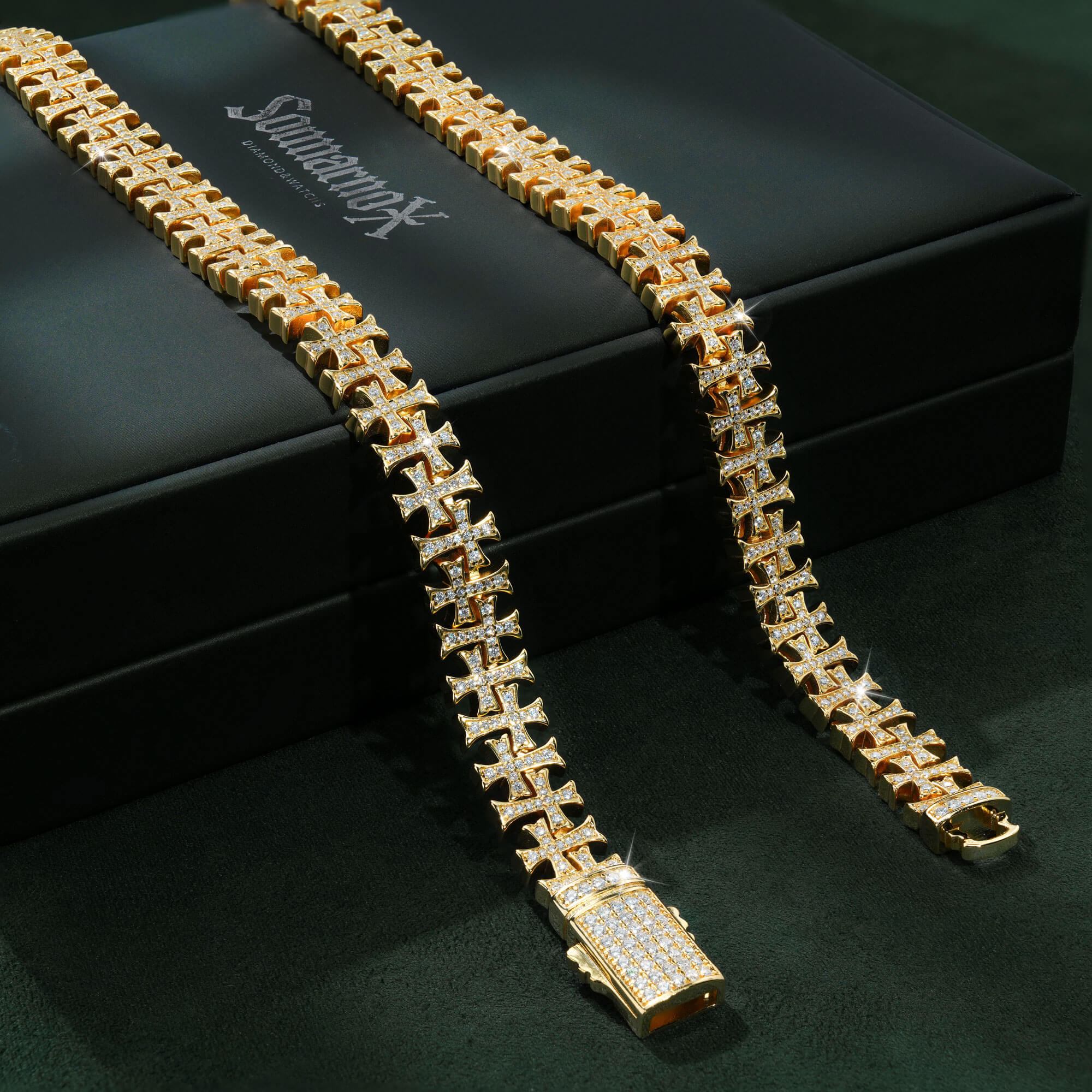 10MM Iced Out Cross VVS Moissanite Cuban Link Chain