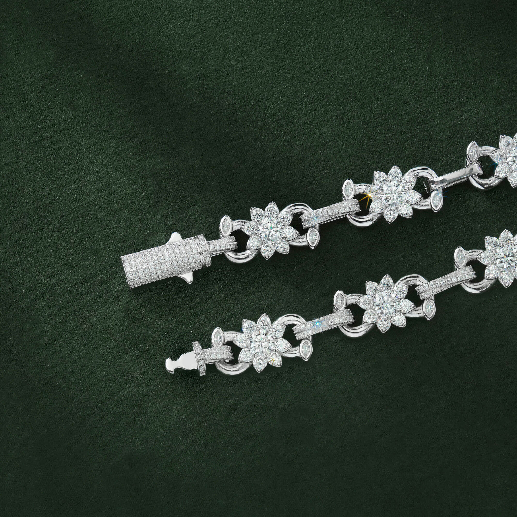 13MM Iced Out Flower Infinity Link VVS Moissanite Cuban Bracelet – alternate product view 3